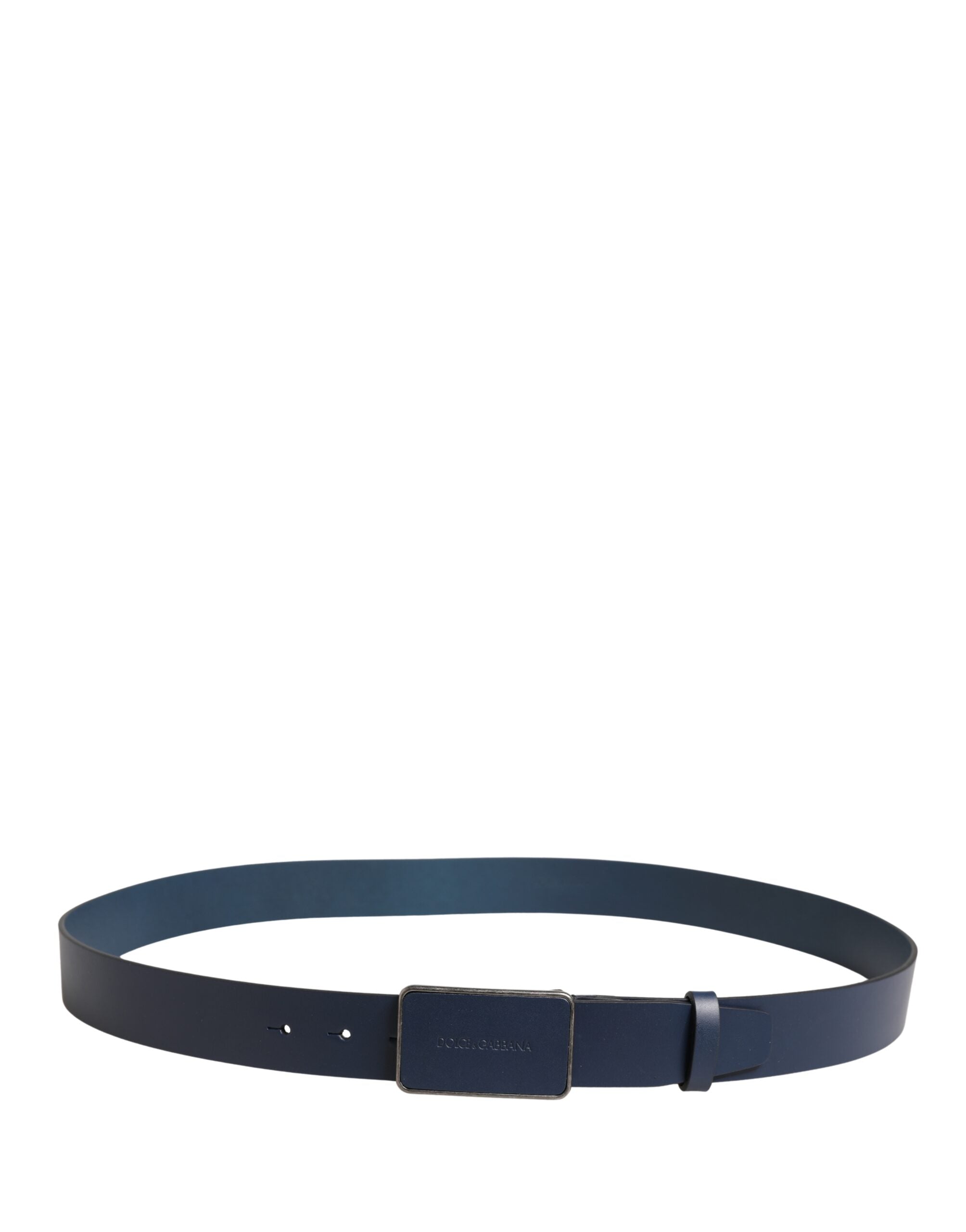 Dolce & Gabbana Blue Leather Logo Metal Buckle Men Men's Belt