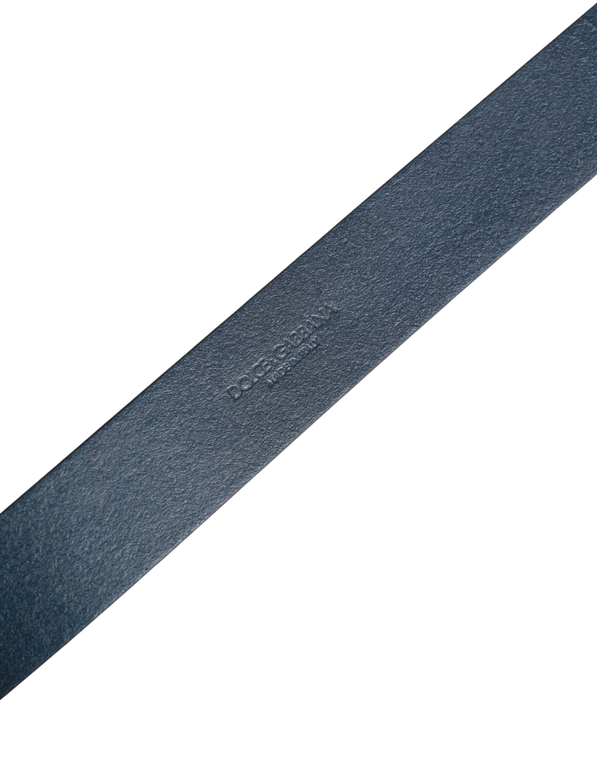 Dolce & Gabbana Blue Leather Logo Metal Buckle Men Men's Belt