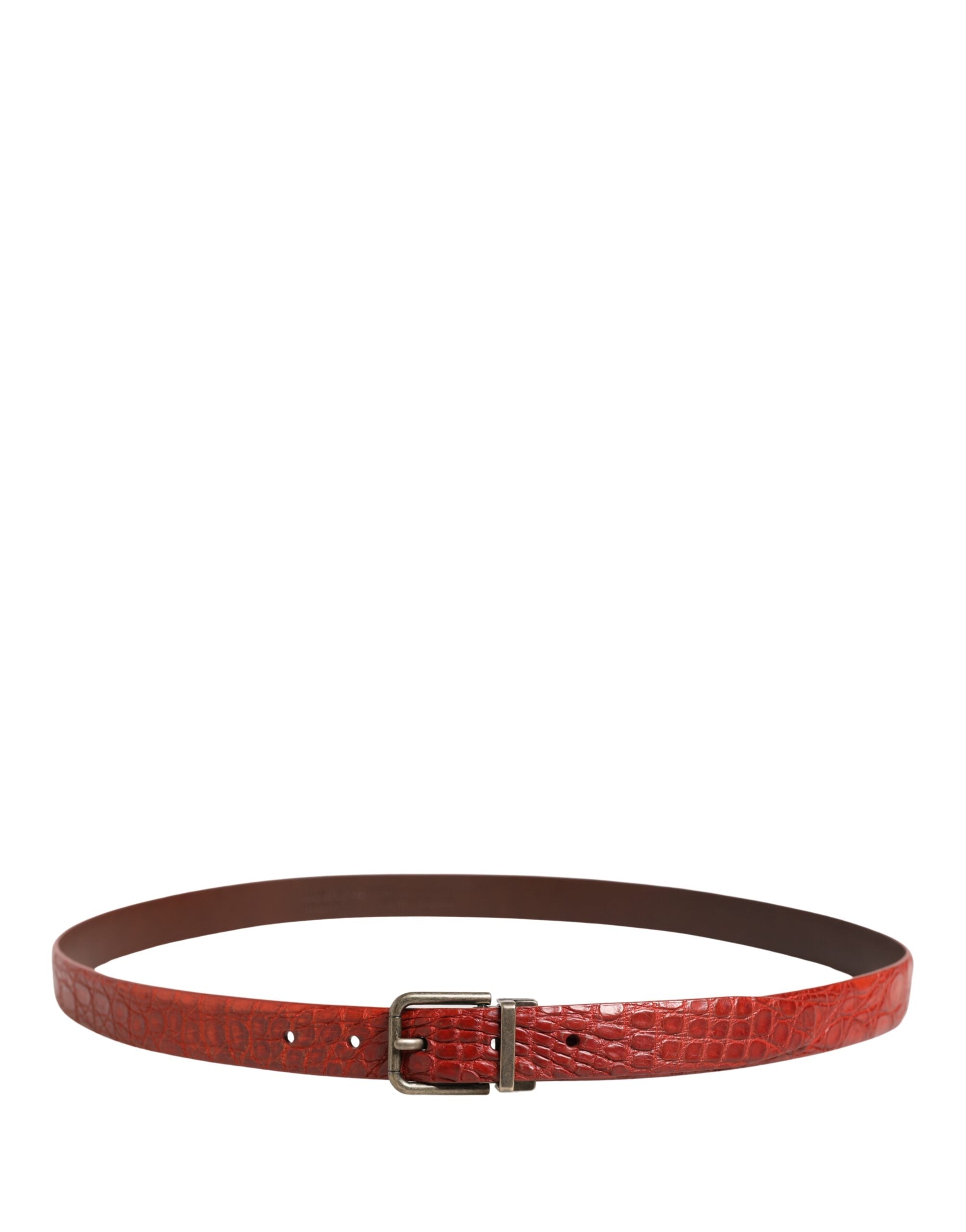 Dolce & Gabbana Red Leather Gold Tone Metal Buckle Men Men's Belt