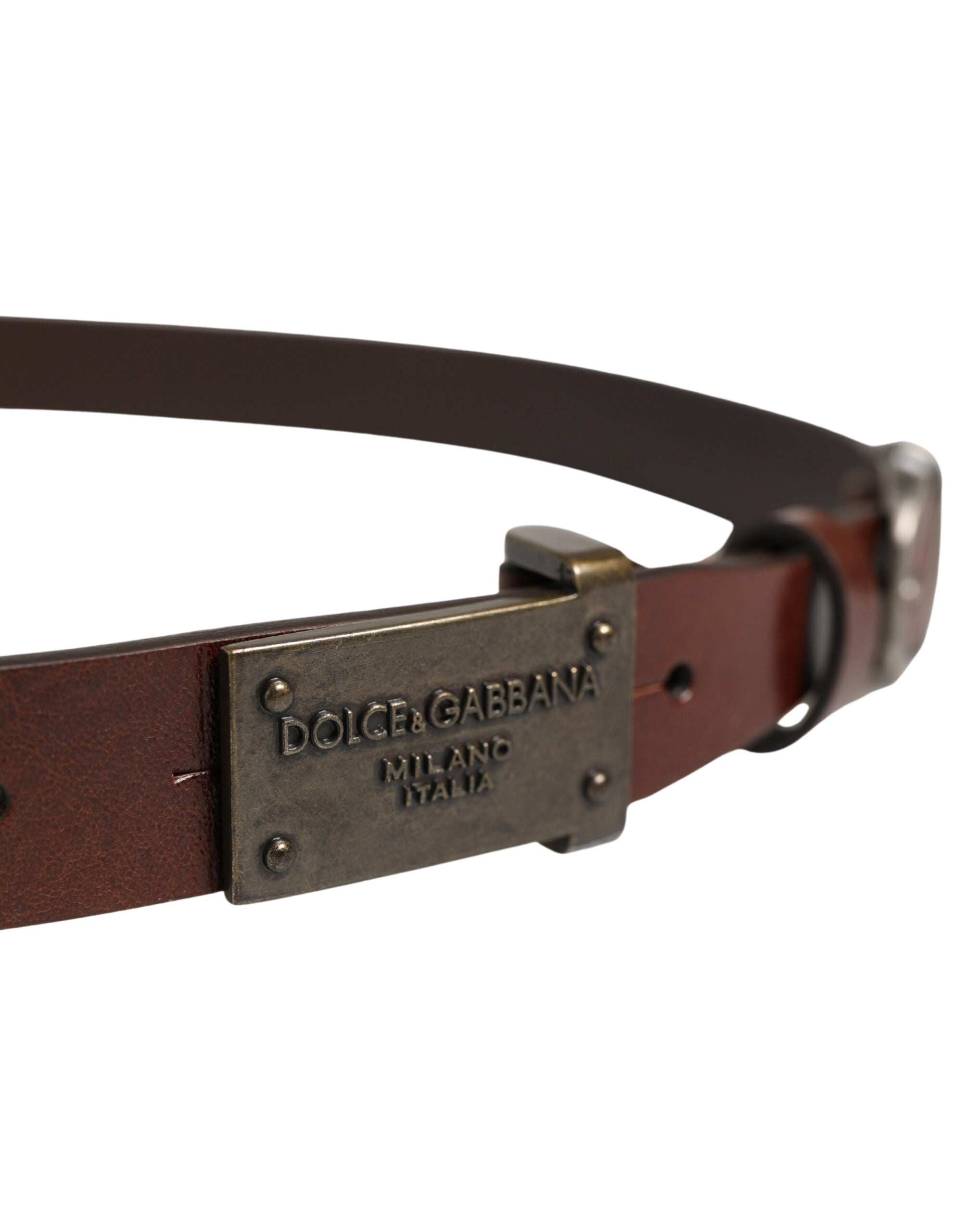 Dolce & Gabbana Brown Leather Logo Metal Buckle Men Men's Belt