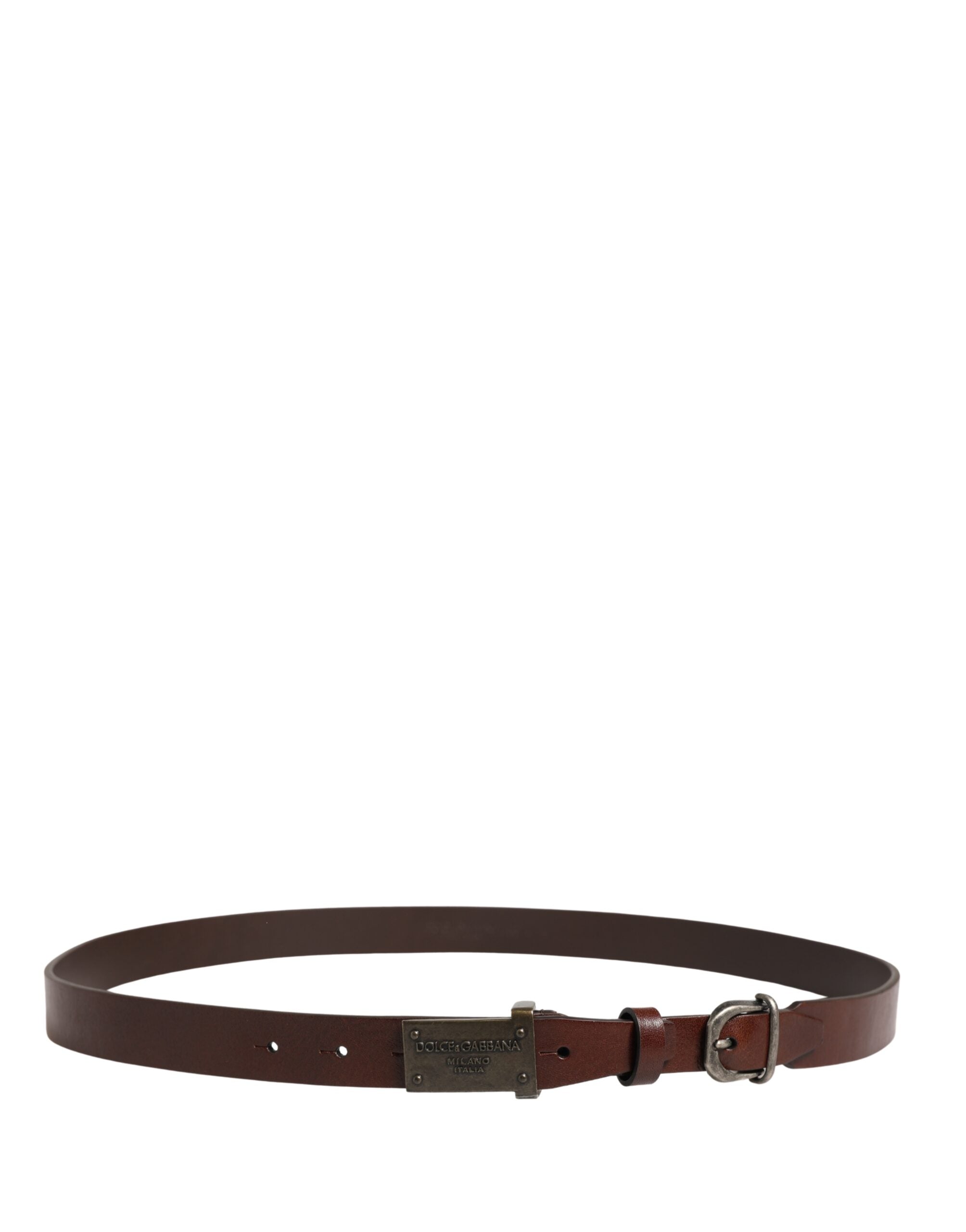 Dolce & Gabbana Brown Leather Logo Metal Buckle Men Men's Belt