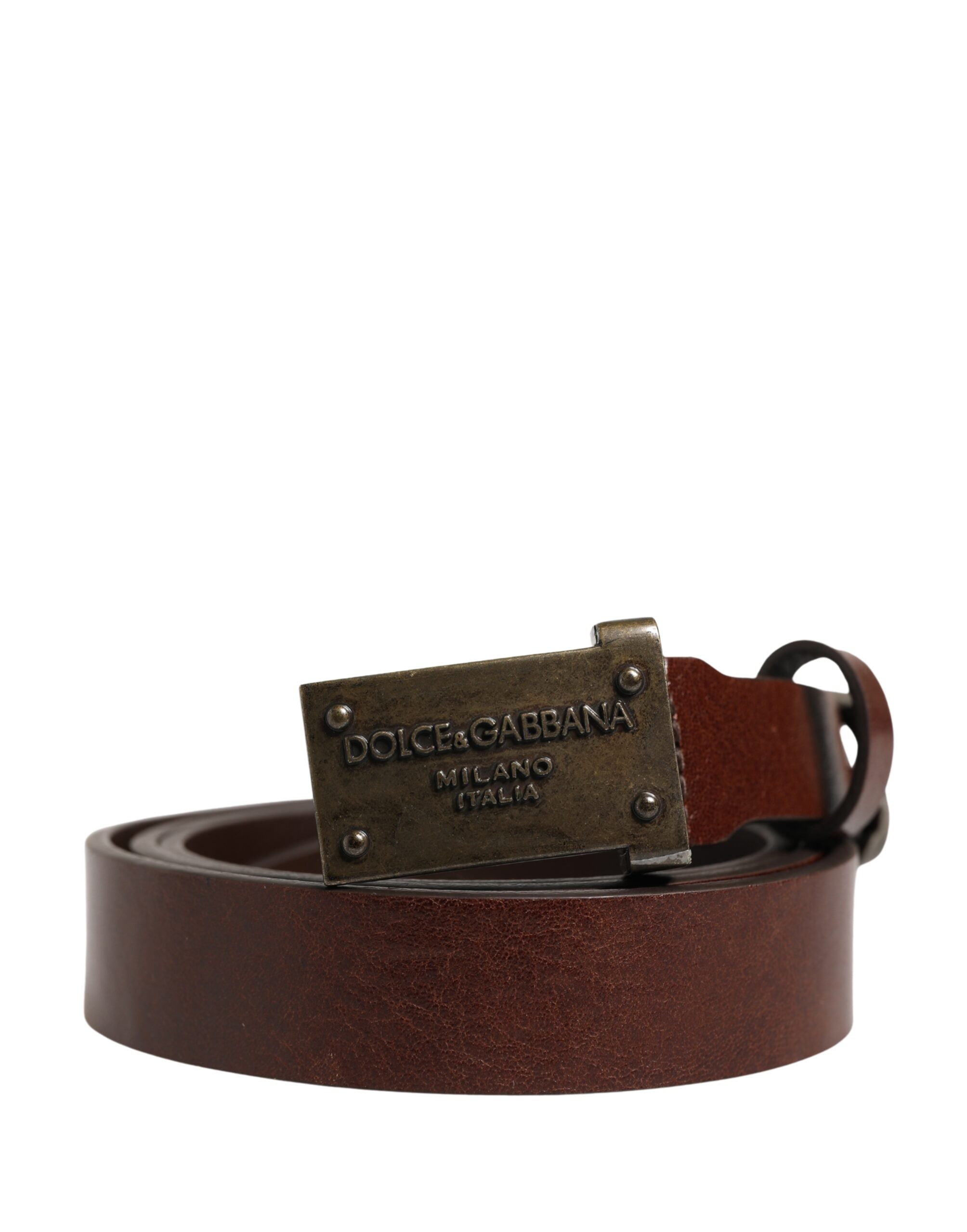 Dolce & Gabbana Brown Leather Logo Metal Buckle Men Men's Belt