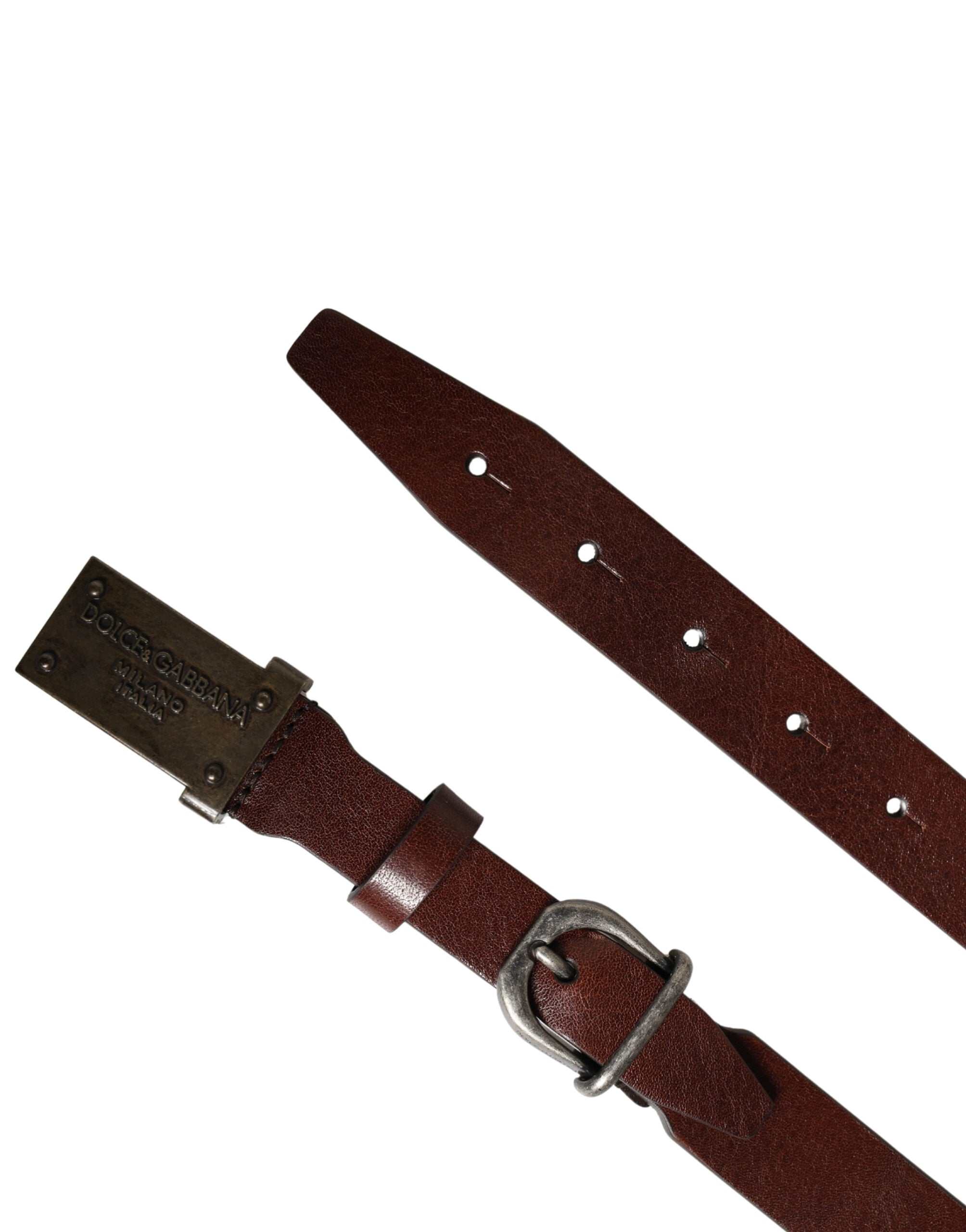 Dolce & Gabbana Brown Leather Logo Metal Buckle Men Men's Belt