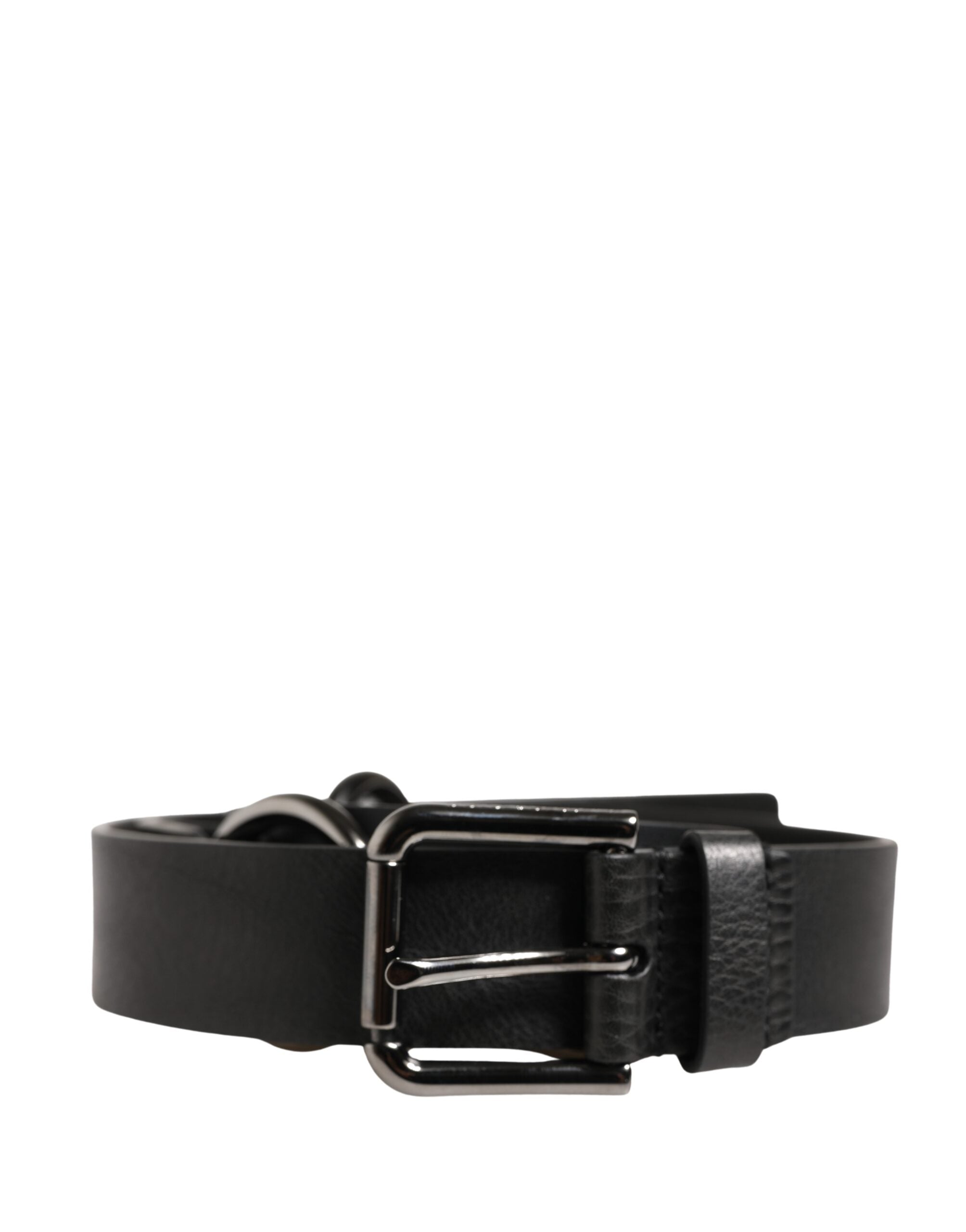 Dolce & Gabbana Black Leather Silver Chain Waist Men Men's Belt