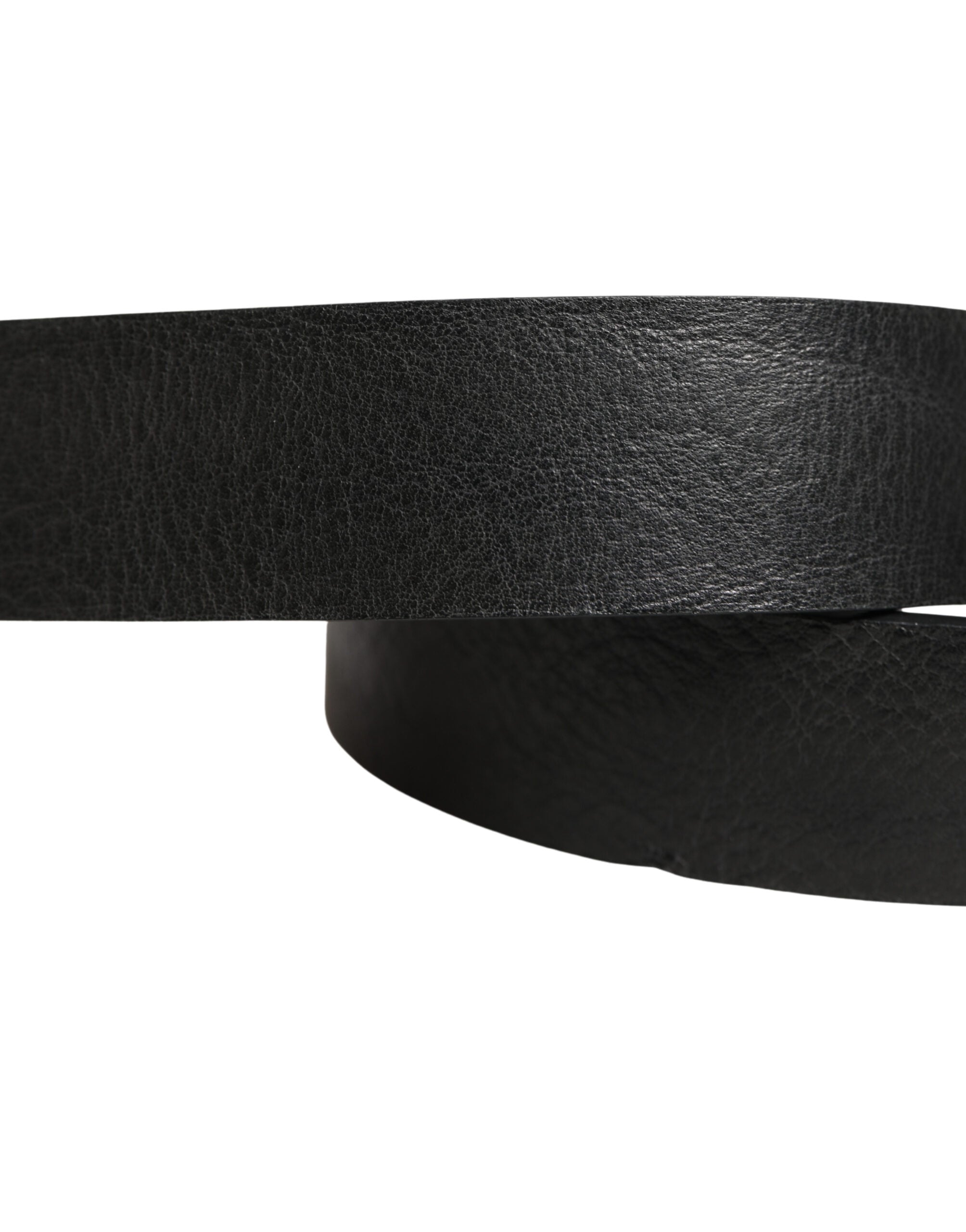 Dolce & Gabbana Black Leather Silver Chain Waist Men Men's Belt