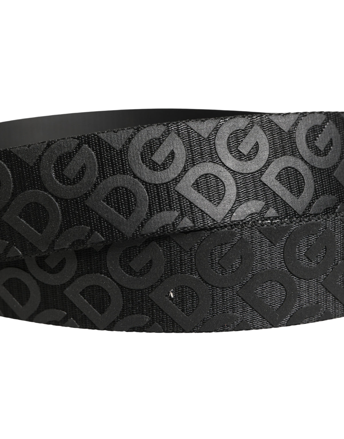 Dolce & Gabbana Black Logo Monogram Silver Metal Buckle Men's Belt (Pre-Owned)
