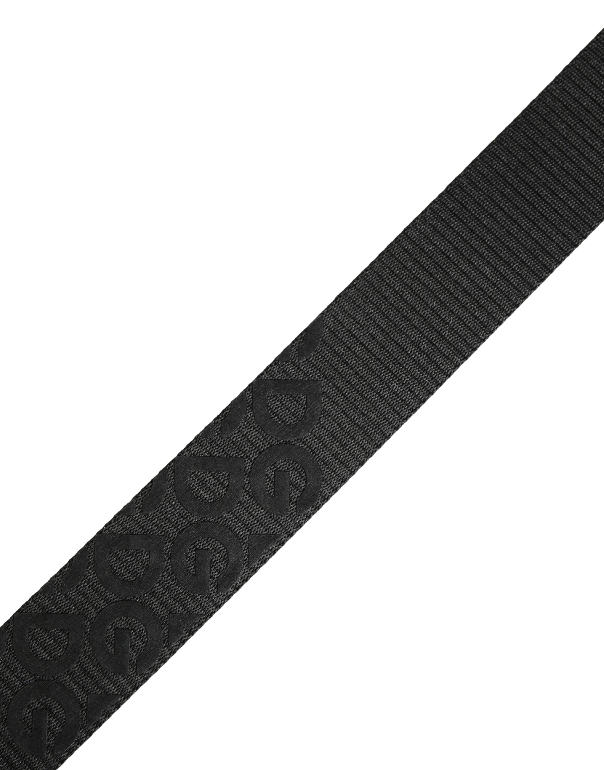 Dolce & Gabbana Black Logo Monogram Silver Metal Buckle Men's Belt (Pre-Owned)