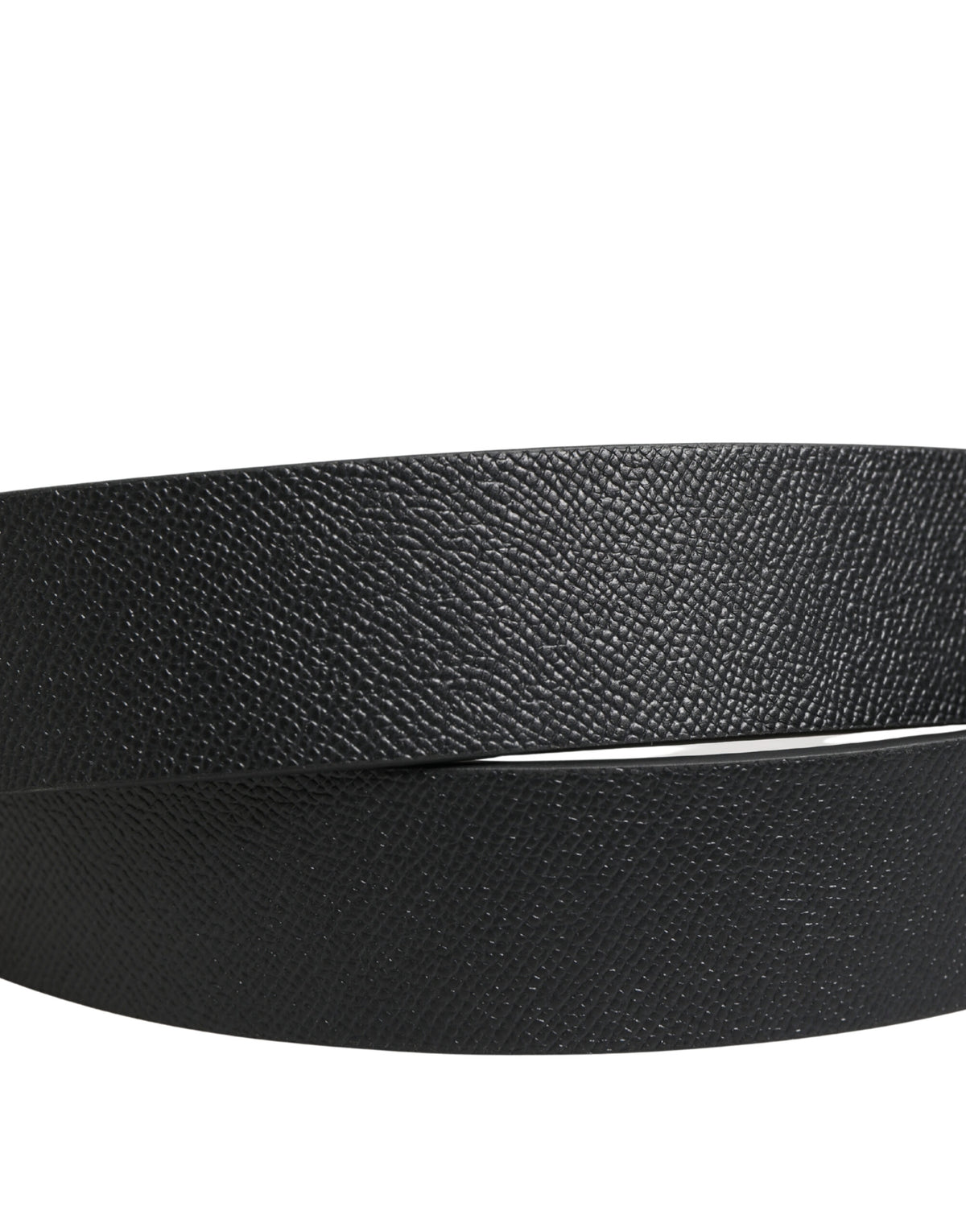 Dolce & Gabbana Black Calf Leather Silver Metal Buckle Men's Belt (Pre-Owned)