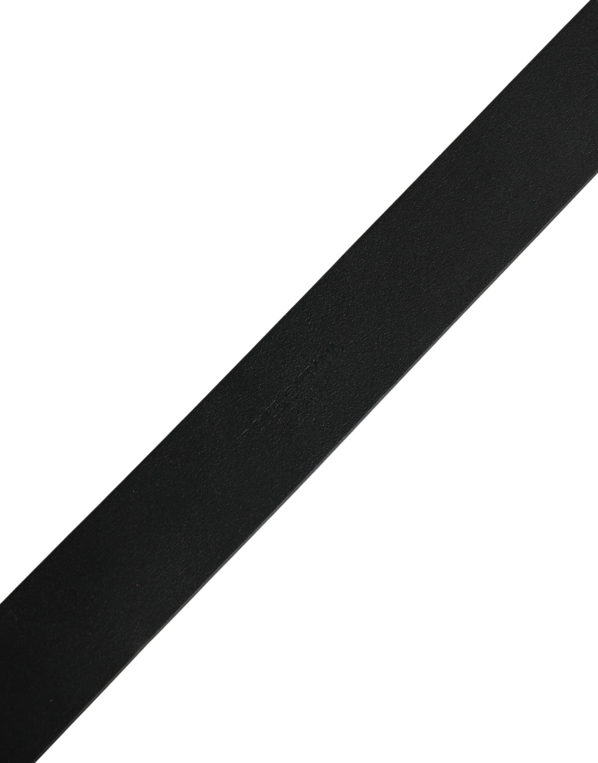 Dolce & Gabbana Black Calf Leather Gold Metal Buckle Men's Belt