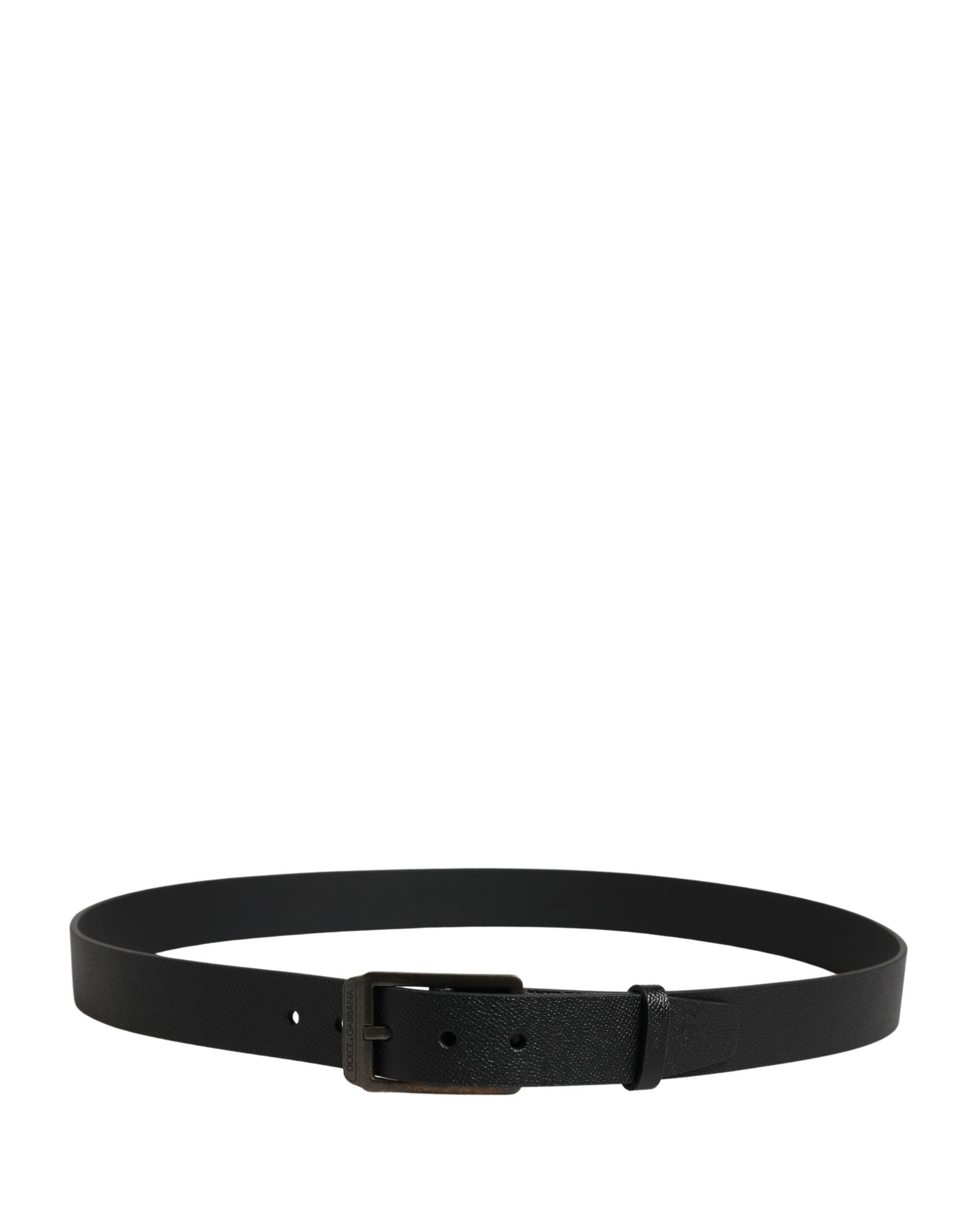 Dolce & Gabbana Black Calf Leather Gold Metal Buckle Men's Belt (Pre-Owned)