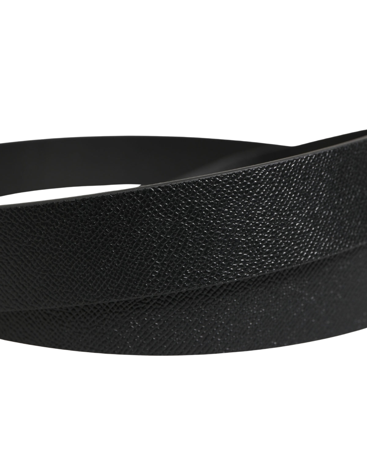 Dolce & Gabbana Black Calf Leather Silver Metal Buckle Men's Belt