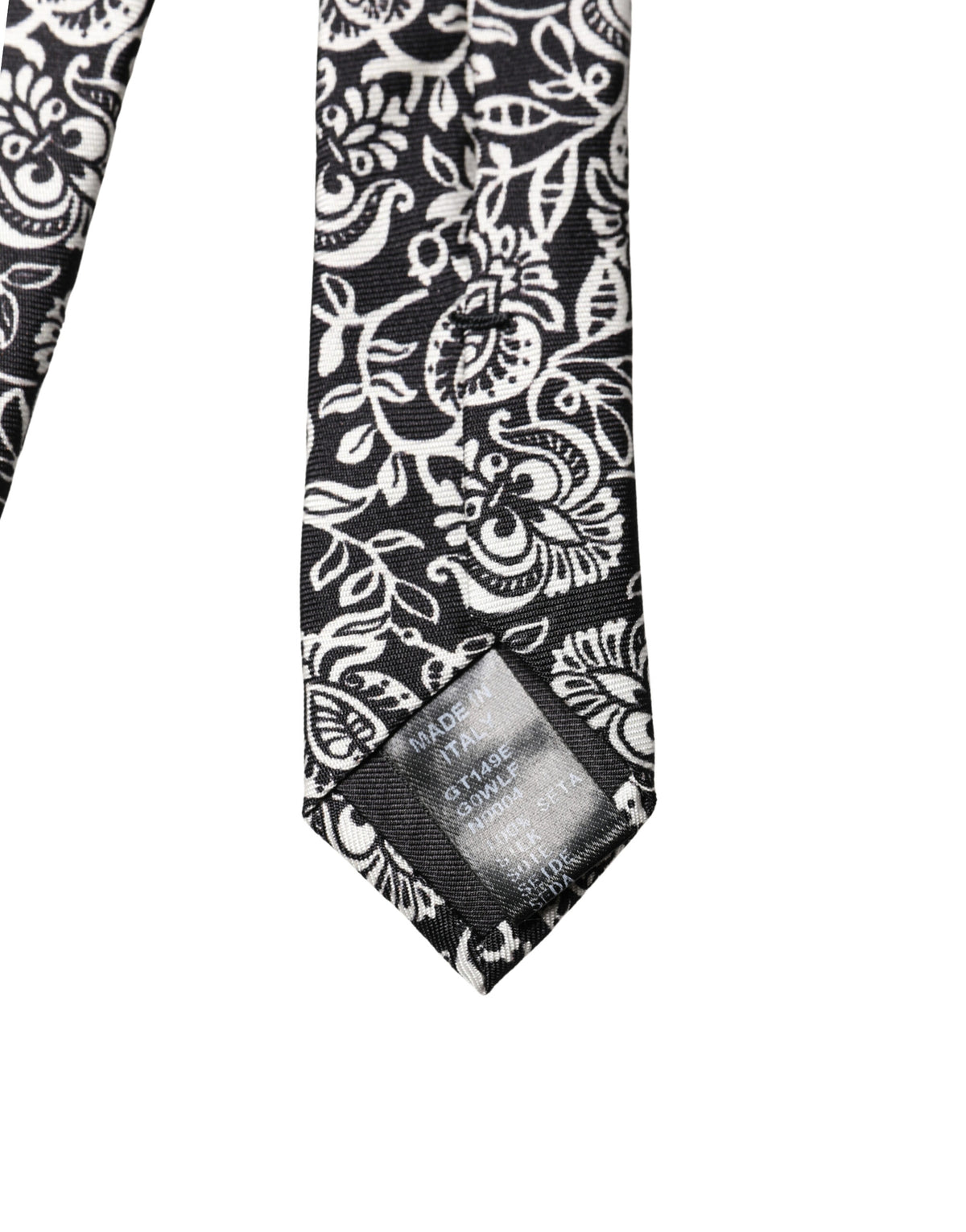 Dolce & Gabbana Black White Floral Fantasy Silk Adjustable NeckMen's Men's Tie