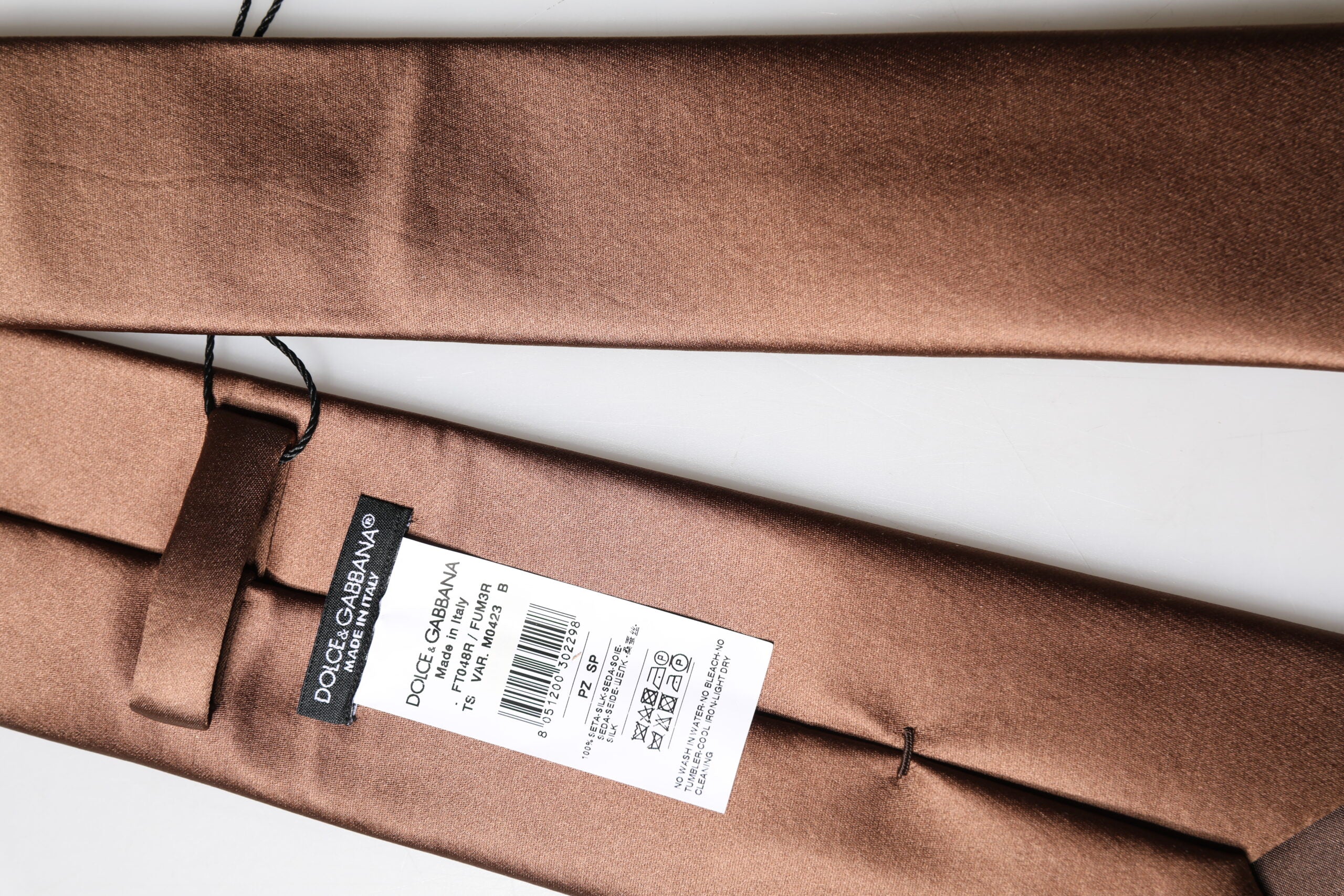 Dolce & Gabbana Brown Satin 100% Silk Wide Adjustable Men NeckMen's Men's Tie