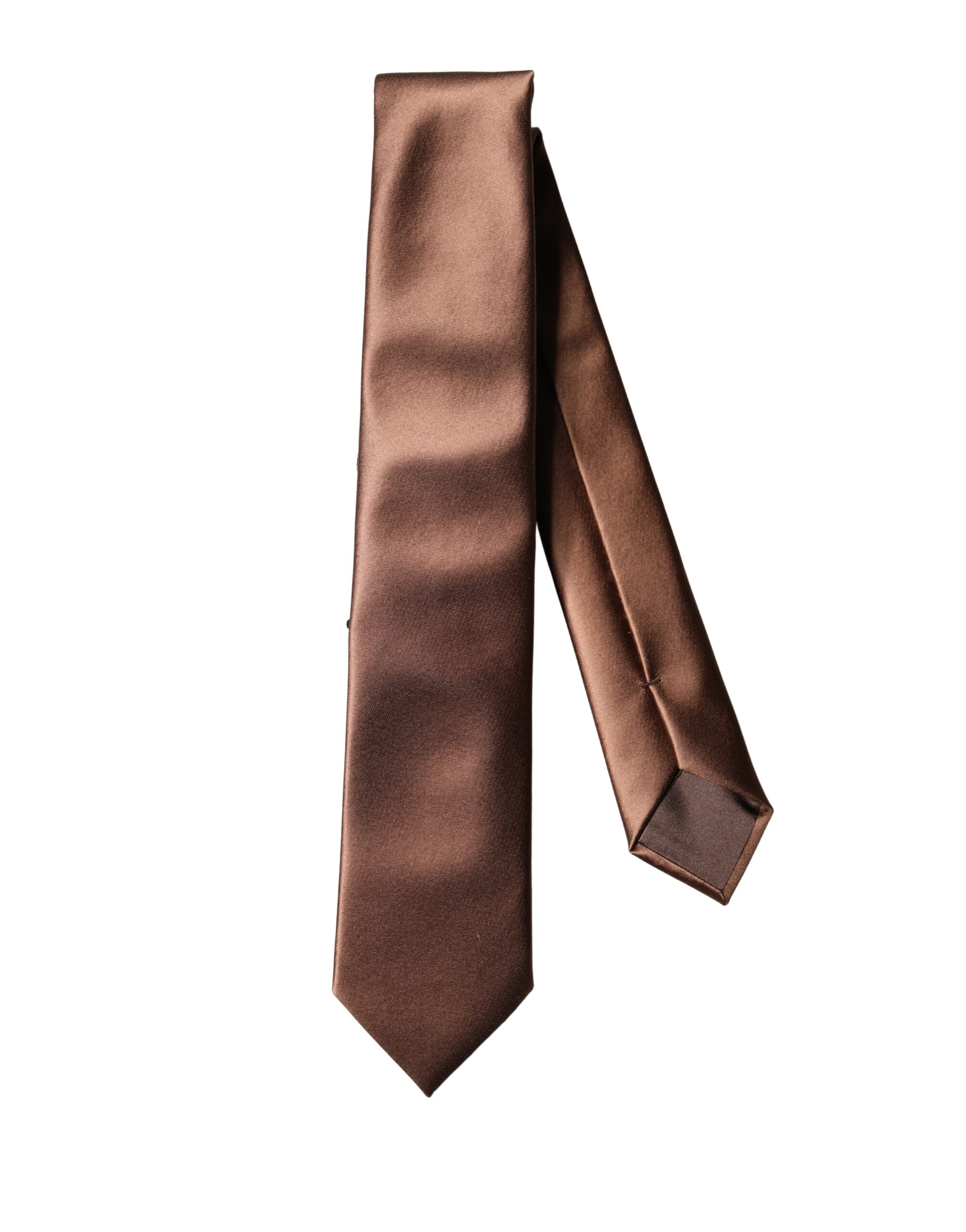 Dolce & Gabbana Brown Satin 100% Silk Wide Adjustable Men NeckMen's Men's Tie