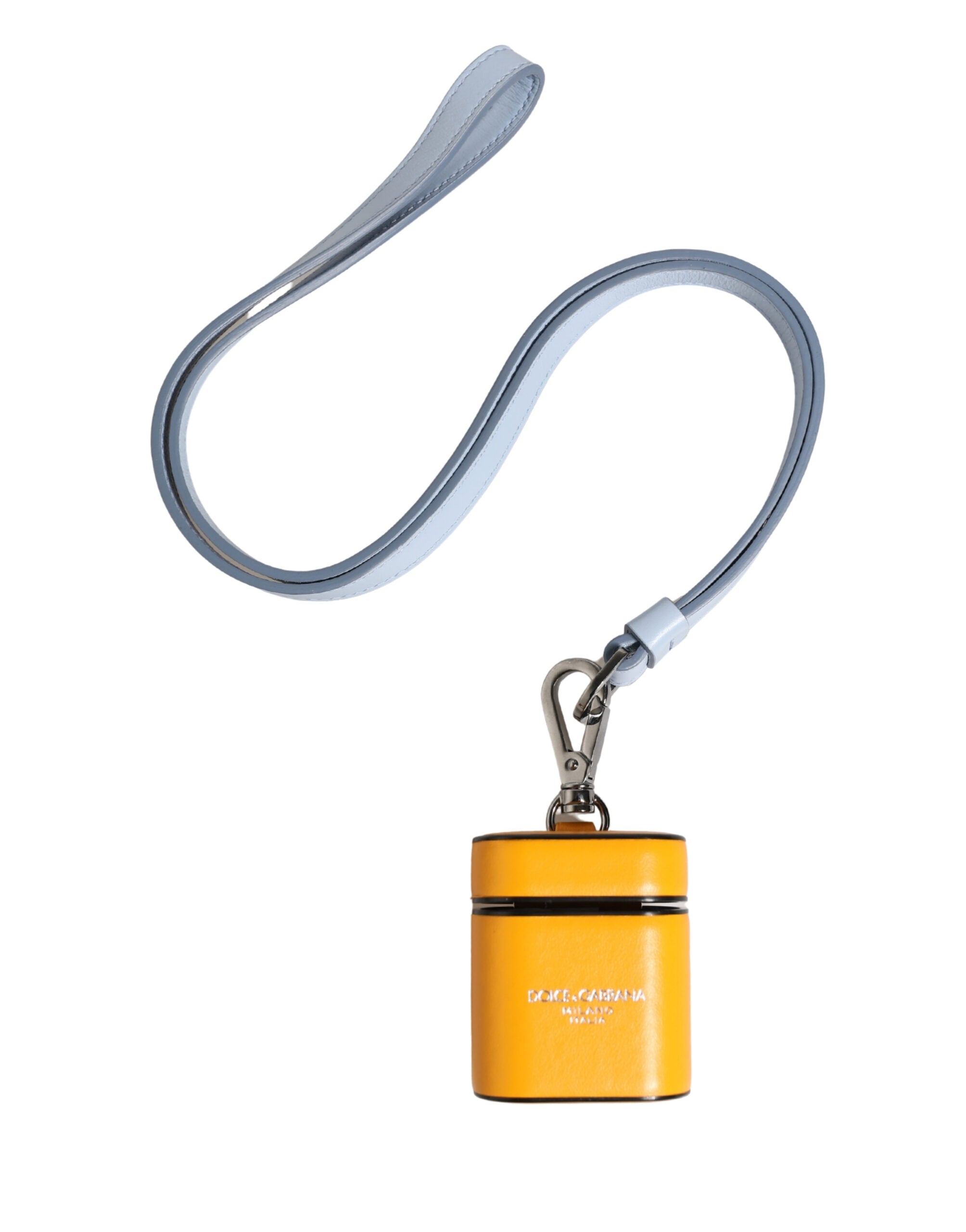Dolce & Gabbana Case Yellow Calf Leather Logo Flip Holder Strap Women's Airpods