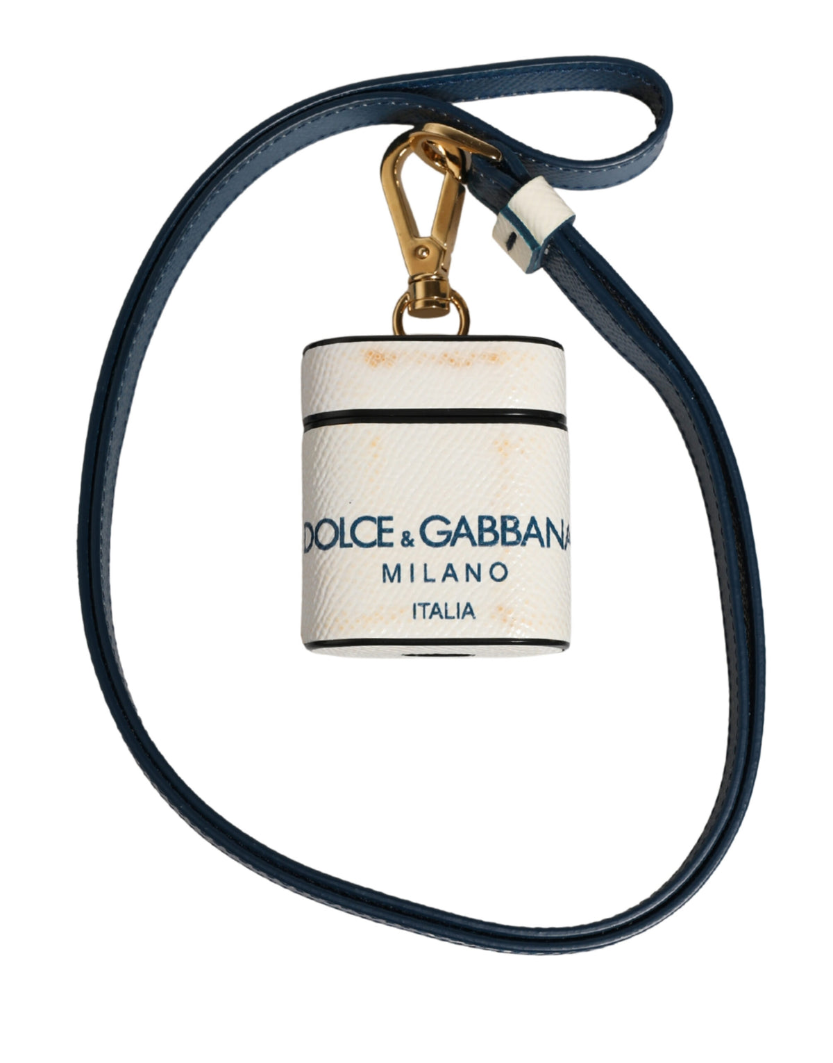 Dolce & Gabbana White Calf Leather Logo Flip Holder Strap Airpods Women's Case (Pre-Owned)