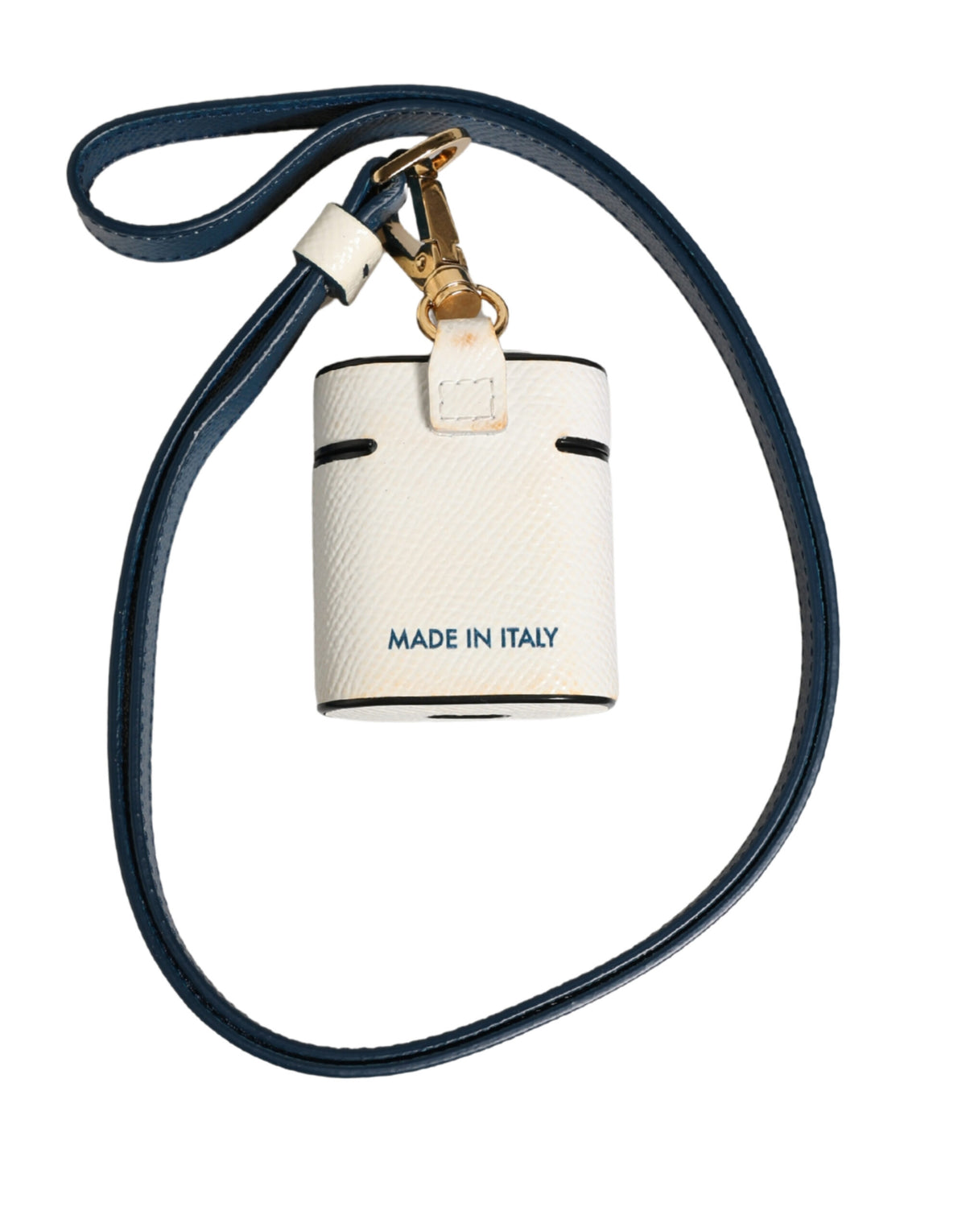 Dolce & Gabbana White Calf Leather Logo Flip Holder Strap Airpods Women's Case (Pre-Owned)
