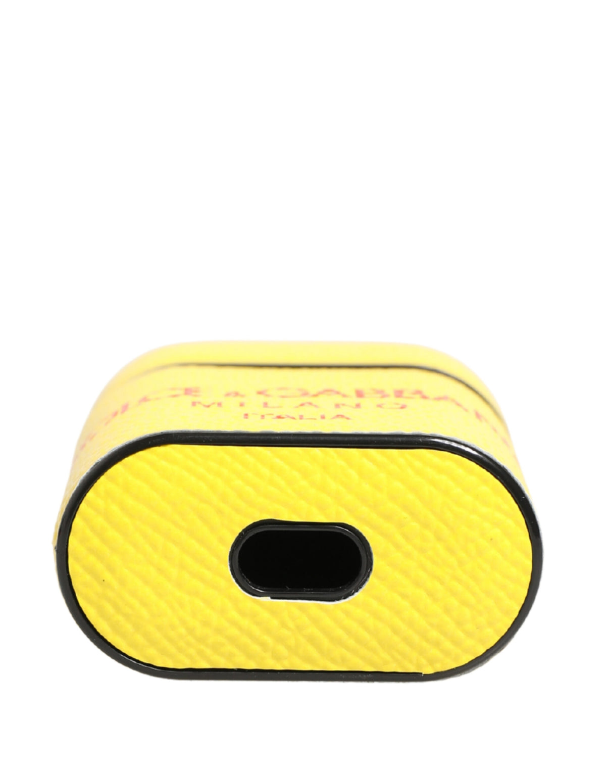 Dolce & Gabbana Yellow Calf Leather Logo Flip Holder Strap Airpods Women's Case