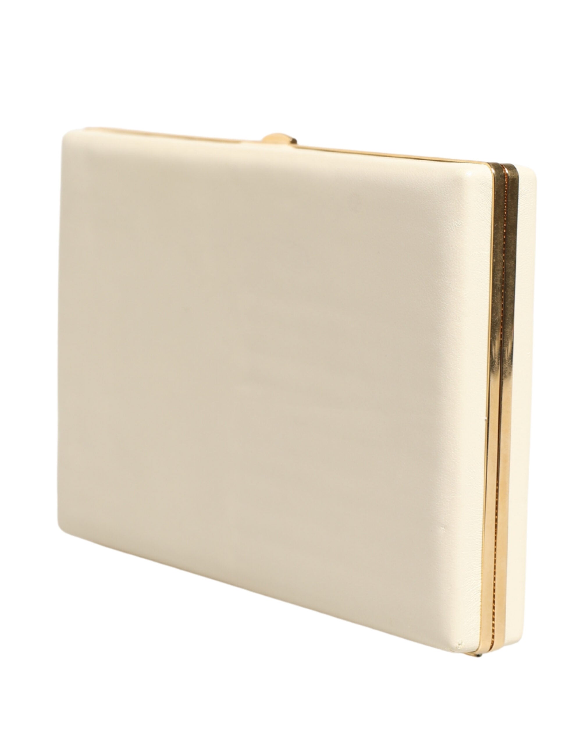 Dolce & Gabbana White Lambskin Leather Clutch Evening Women Purse Women's Bag (Pre-Owned)