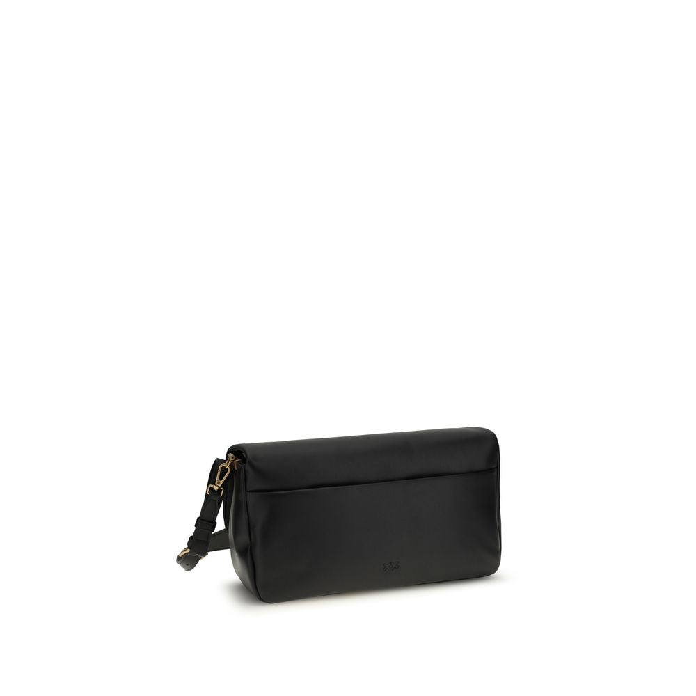PINKO Black Calf Leather Bos Taurus Shoulder Women's Bag