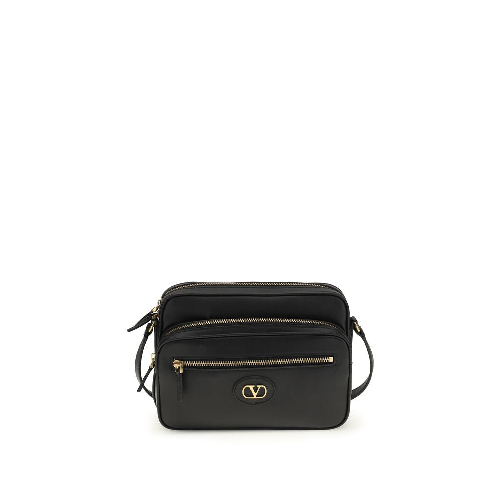 Valentino Garavani Black Calf Leather Bos Taurus Shoulder Men's Bag