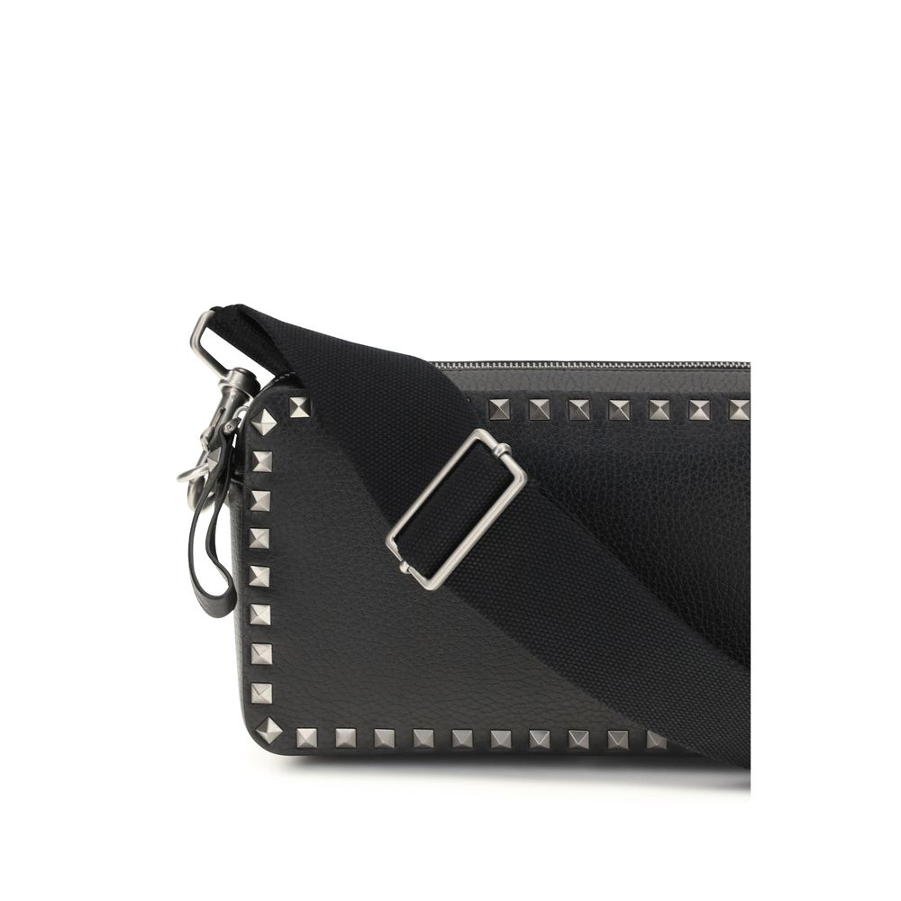 Valentino Garavani Black Calf Leather Bos Taurus Shoulder Men's Bag