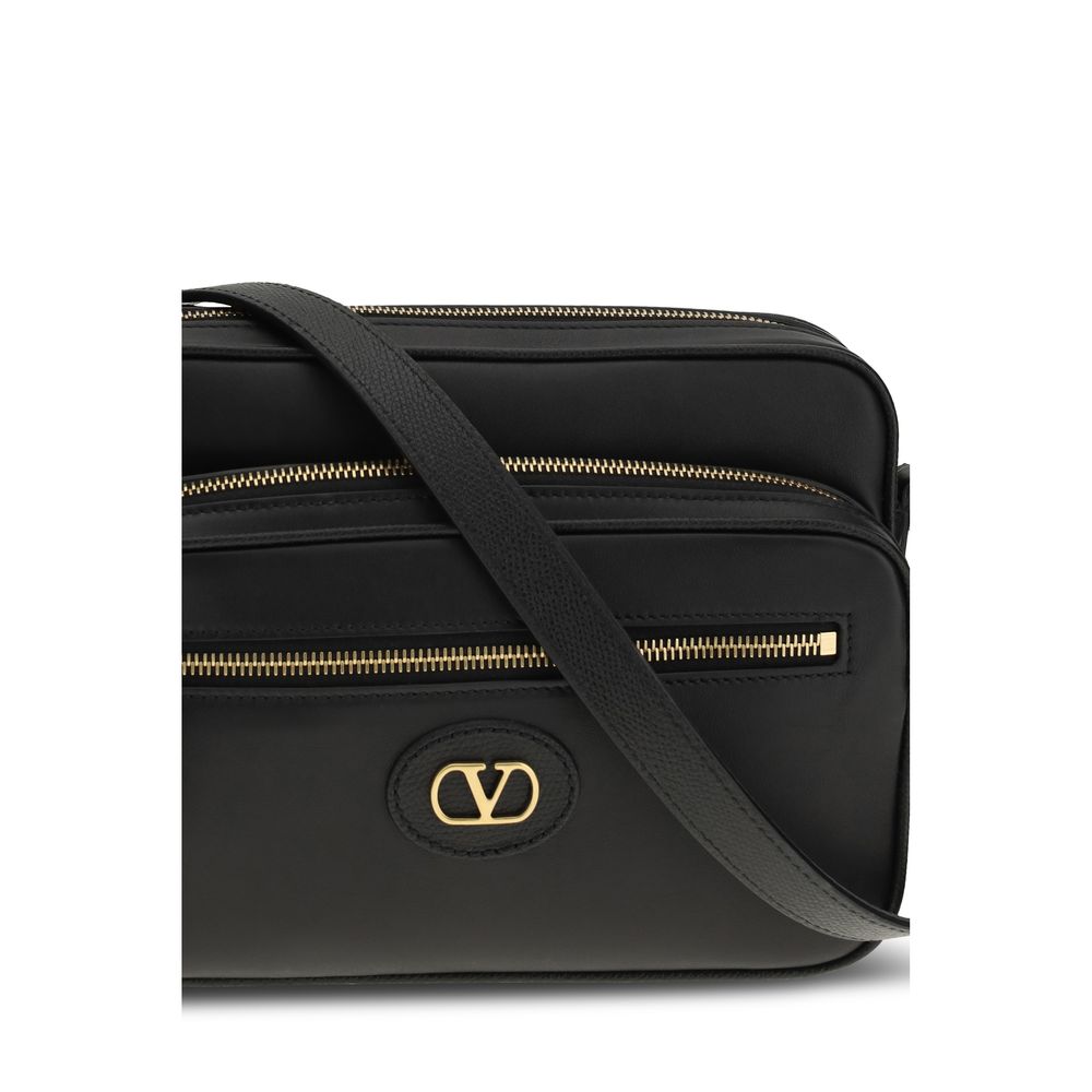 Valentino Garavani Black Calf Leather Bos Taurus Shoulder Men's Bag