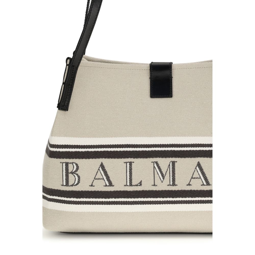 Balmain Beige Cotton Shoulder Women's Bag