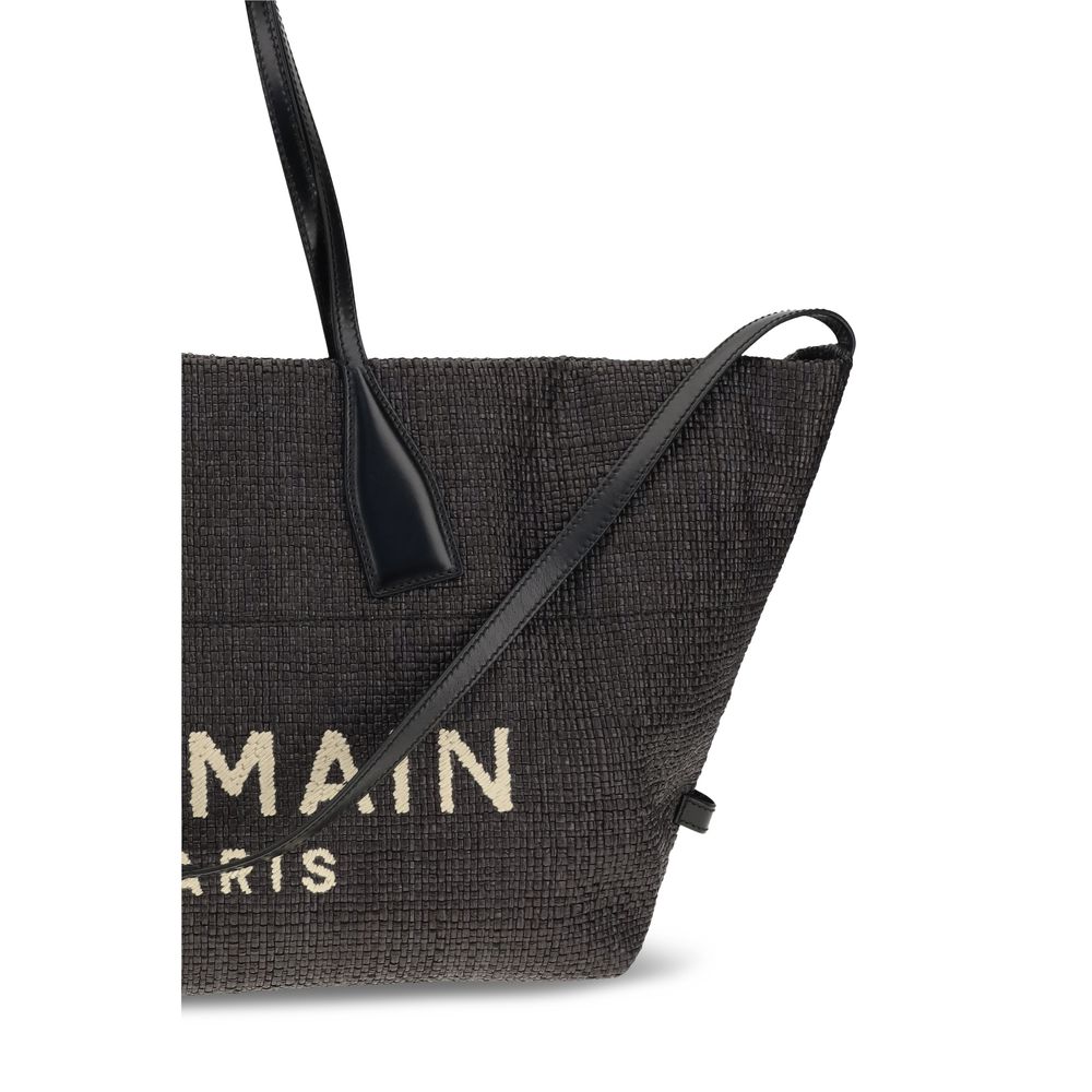 Balmain Black Raffia Shoulder Women's Bag