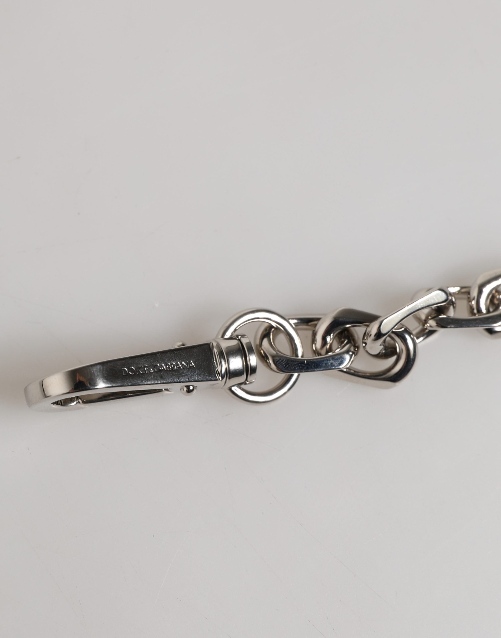Dolce & Gabbana Silver Tone Chain Lobster Clasp Logo Gray Pearls Women's Bracelet