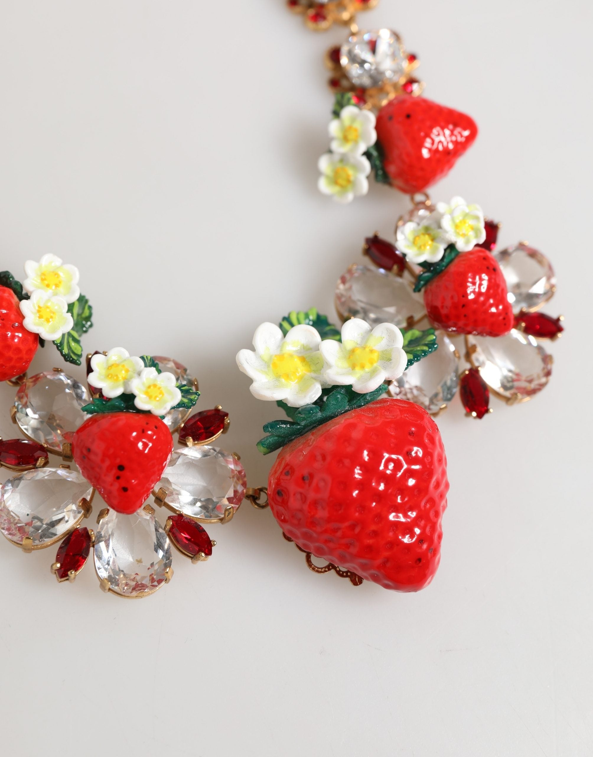 Dolce & Gabbana Gold Brass FRUIT Pendants Flowers Crystal Logo Women's Necklace (Pre-Owned)