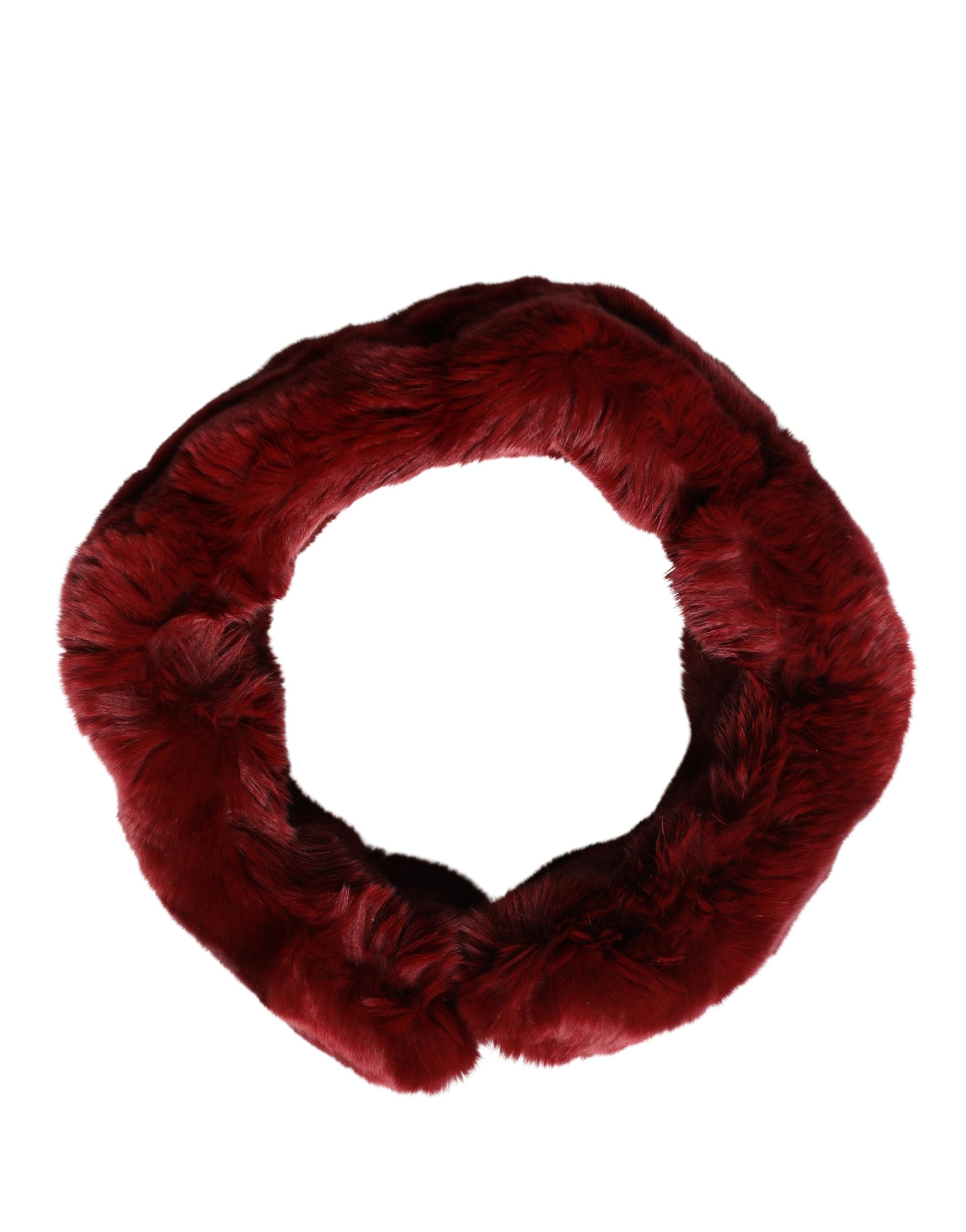 Dolce & Gabbana Red Lamb Fur Collar Women Neck Wrap 50cm x 8cm Women's Scarf