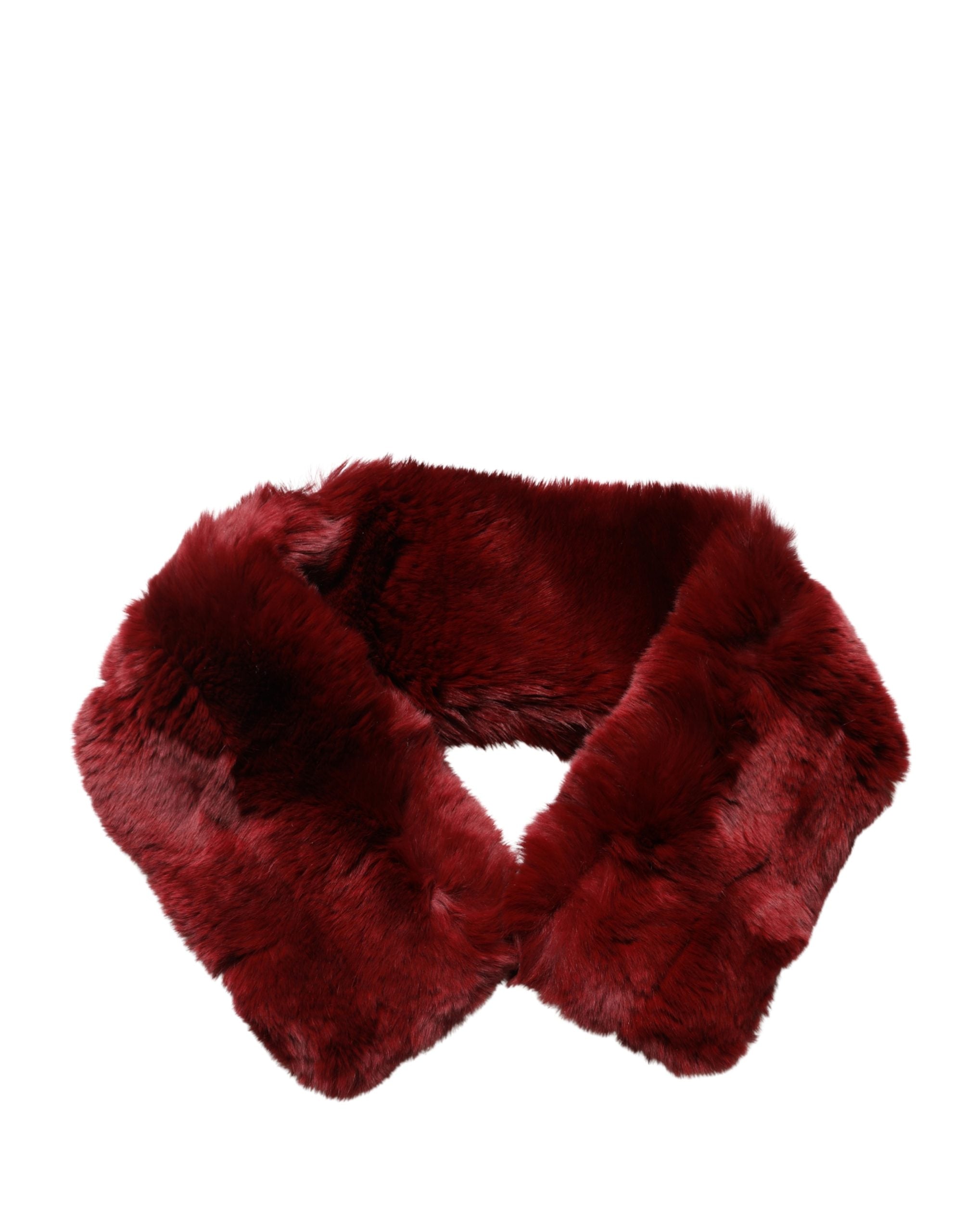 Dolce & Gabbana Red Lamb Fur Collar Women Neck Wrap 50cm x 8cm Women's Scarf