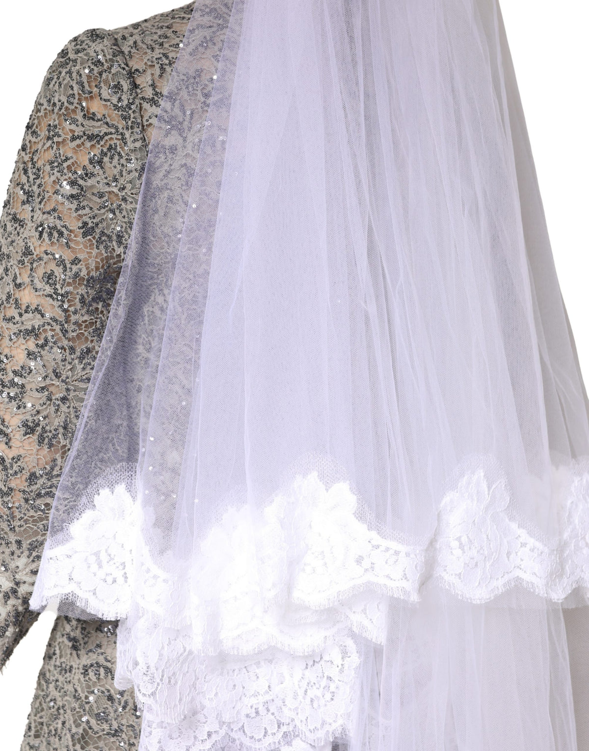 Dolce & Gabbana White Floral LaceNylon Floor Length 3M Long Women's Veil