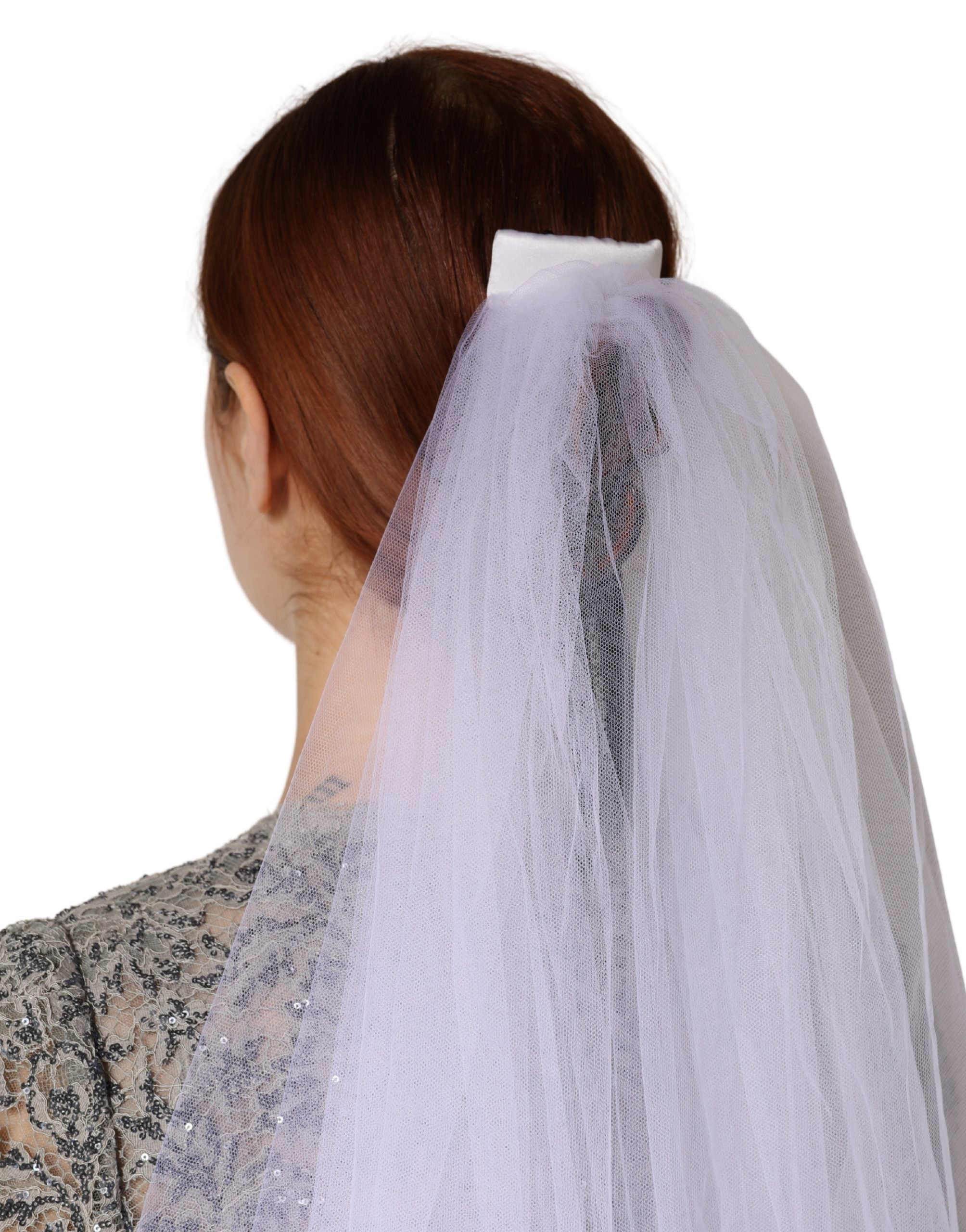 Dolce & Gabbana White Floral LaceNylon Floor Length 3M Long Women's Veil