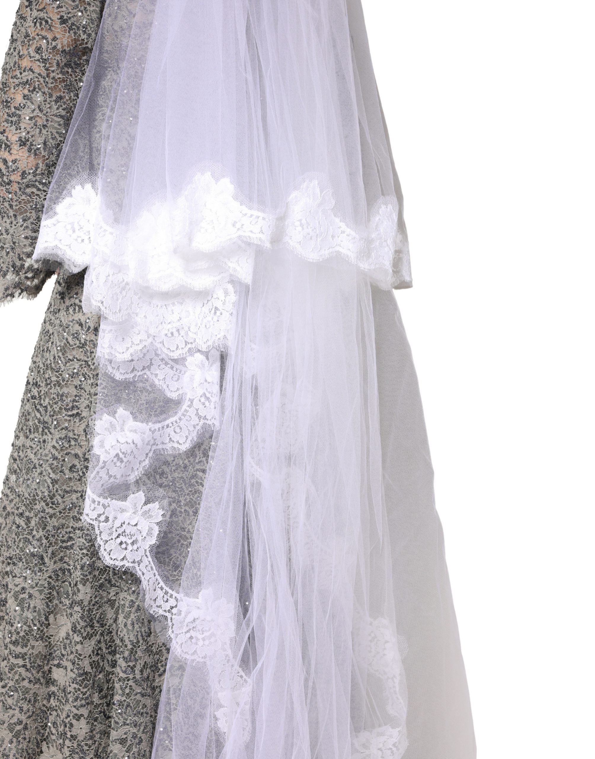 Dolce & Gabbana White Floral LaceNylon Floor Length 3M Long Women's Veil