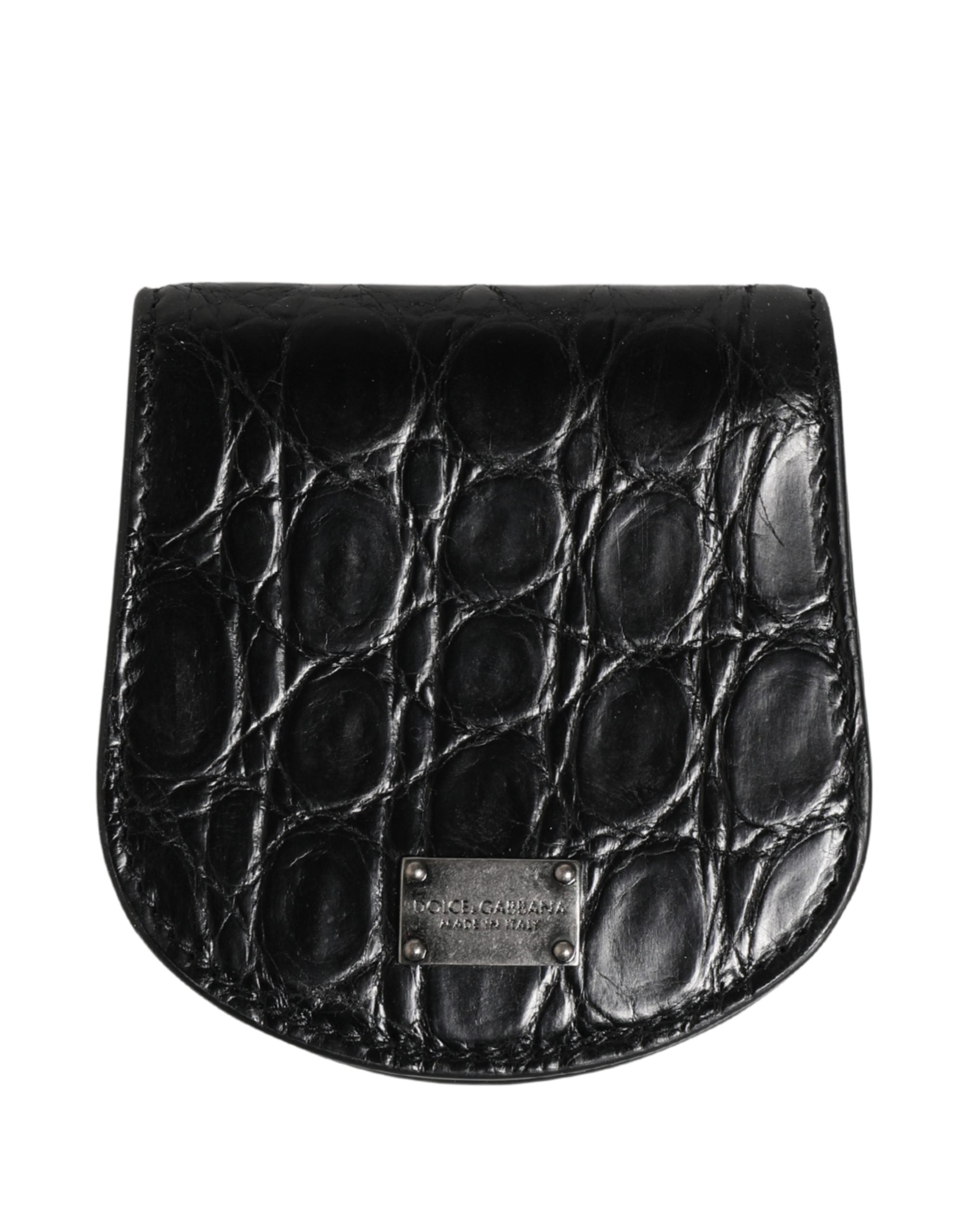 Dolce & Gabbana Black Exotic Skin Condom Case Holder Pocket Men's Wallet