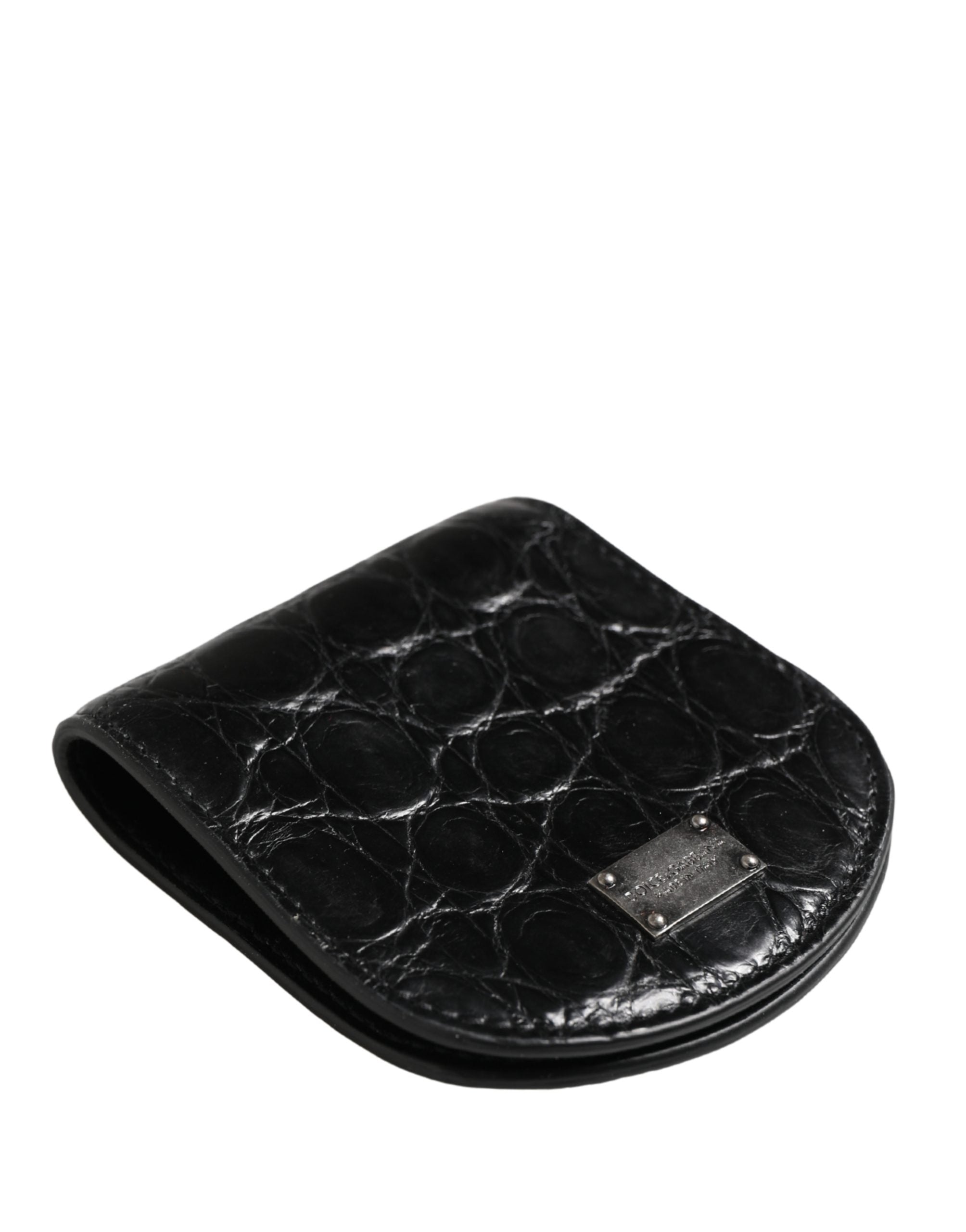 Dolce & Gabbana Black Exotic Skin Condom Case Holder Pocket Men's Wallet