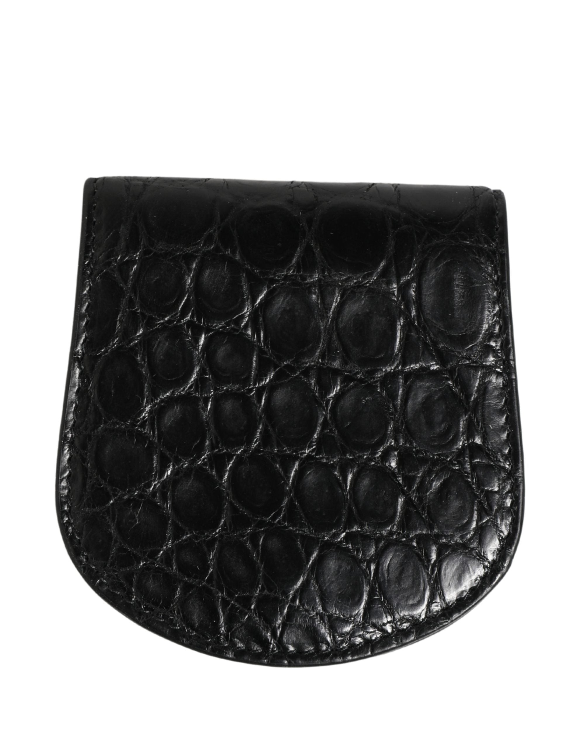 Dolce & Gabbana Black Exotic Skin Condom Case Holder Pocket Men's Wallet