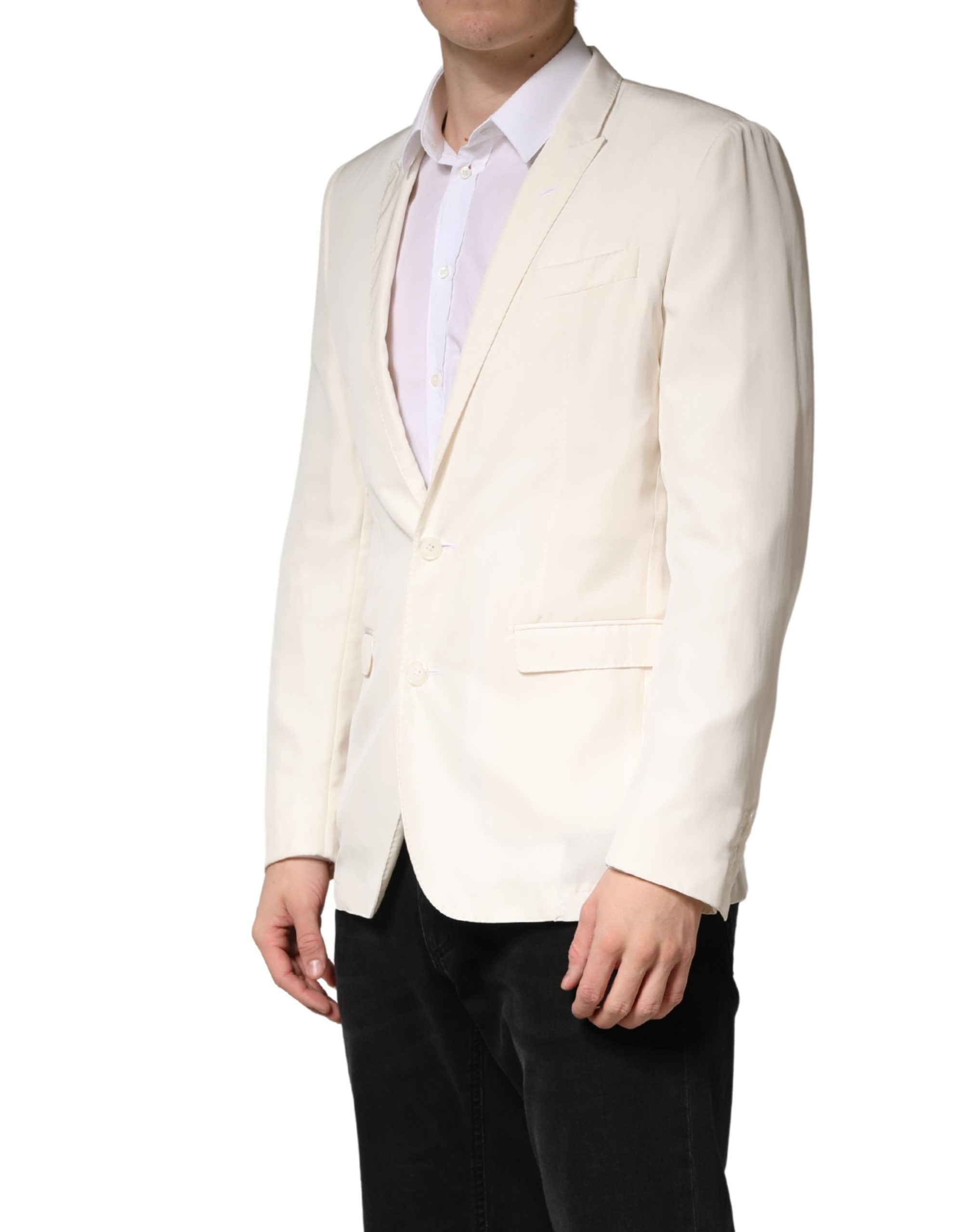 Dolce & Gabbana White Cotton Single Breasted Jacket Men's Blazer (Pre-Owned)