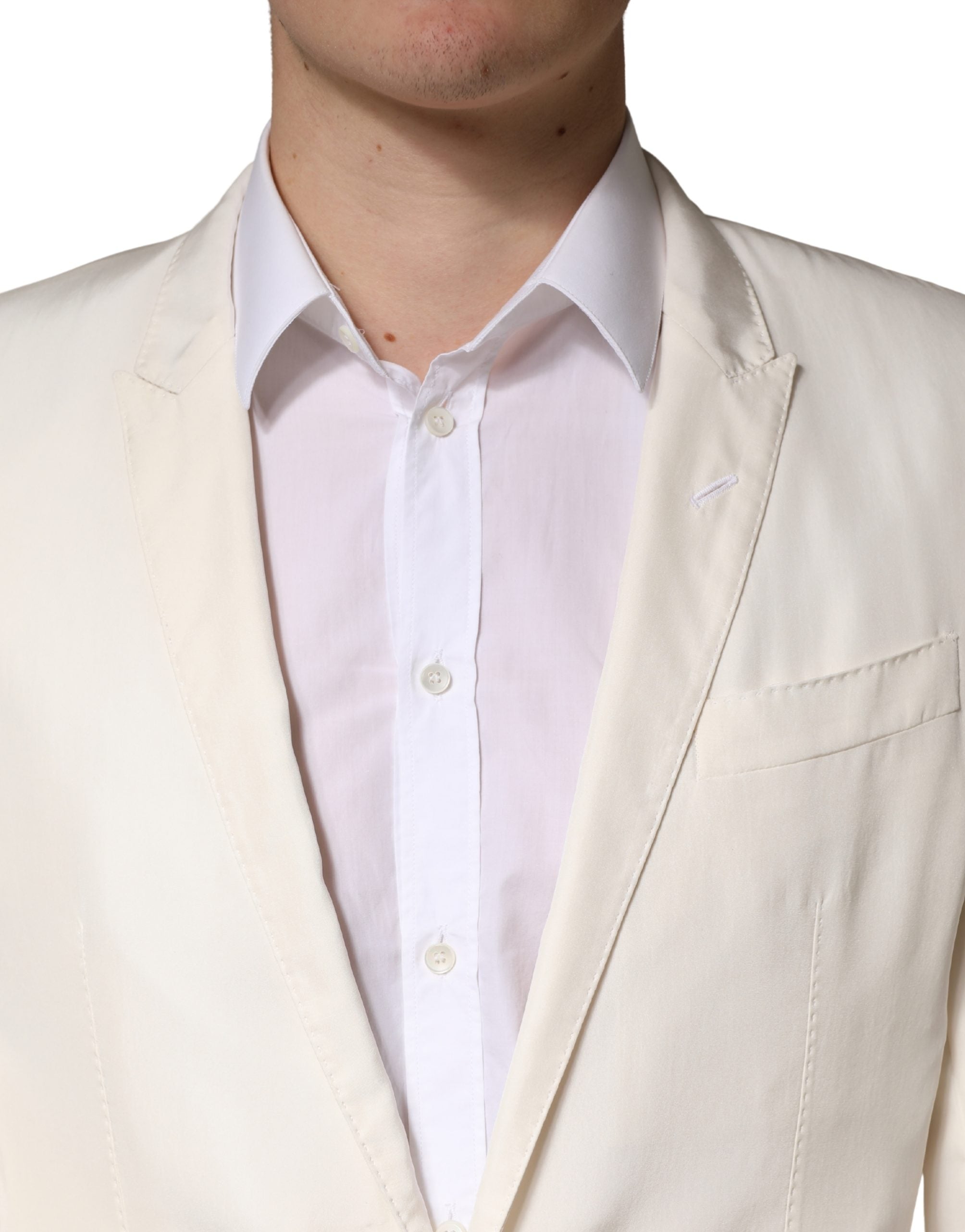 Dolce & Gabbana White Cotton Single Breasted Jacket Men's Blazer (Pre-Owned)