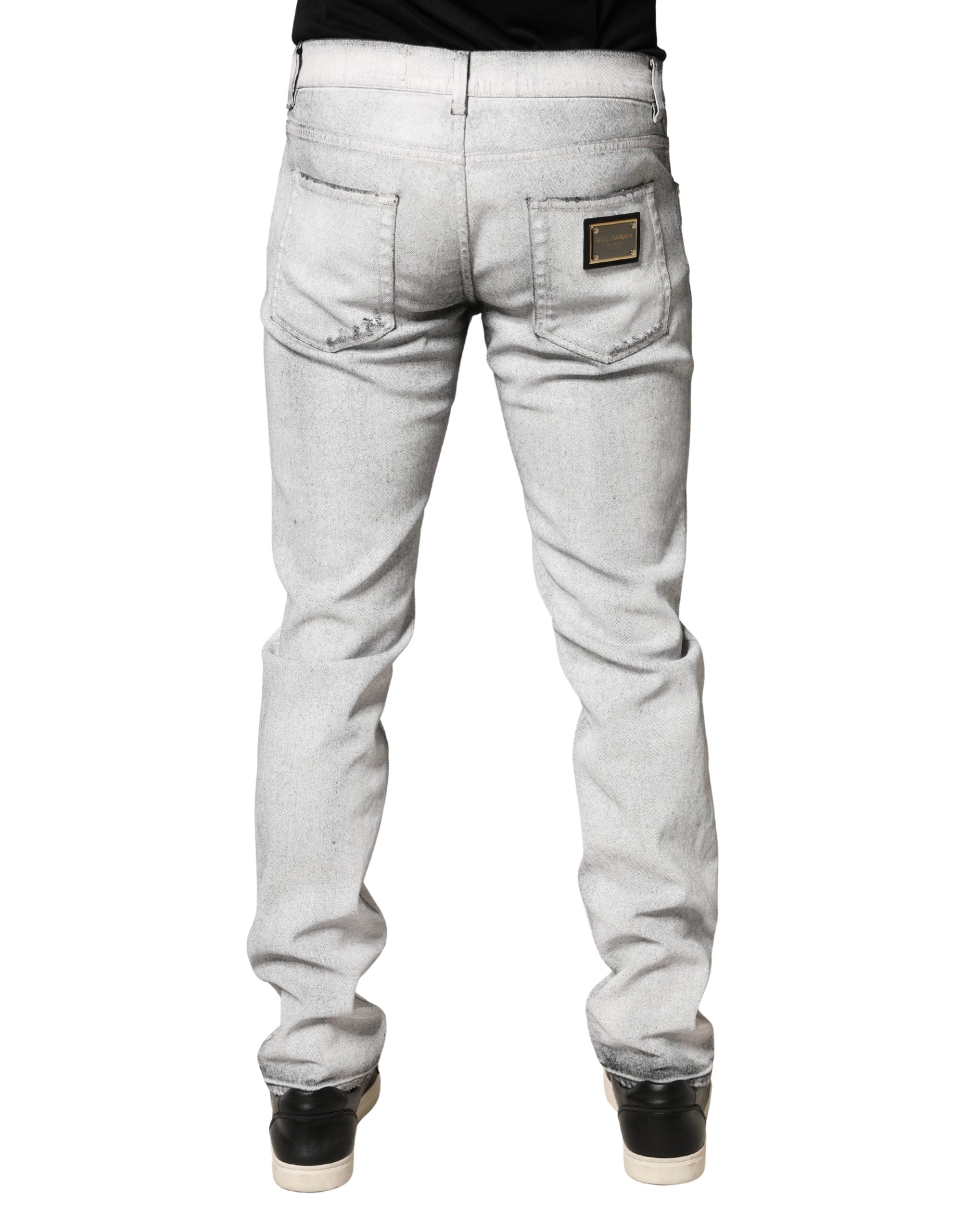 Dolce & Gabbana Light Gray Distressed Skinny Men Denim Men's Jeans
