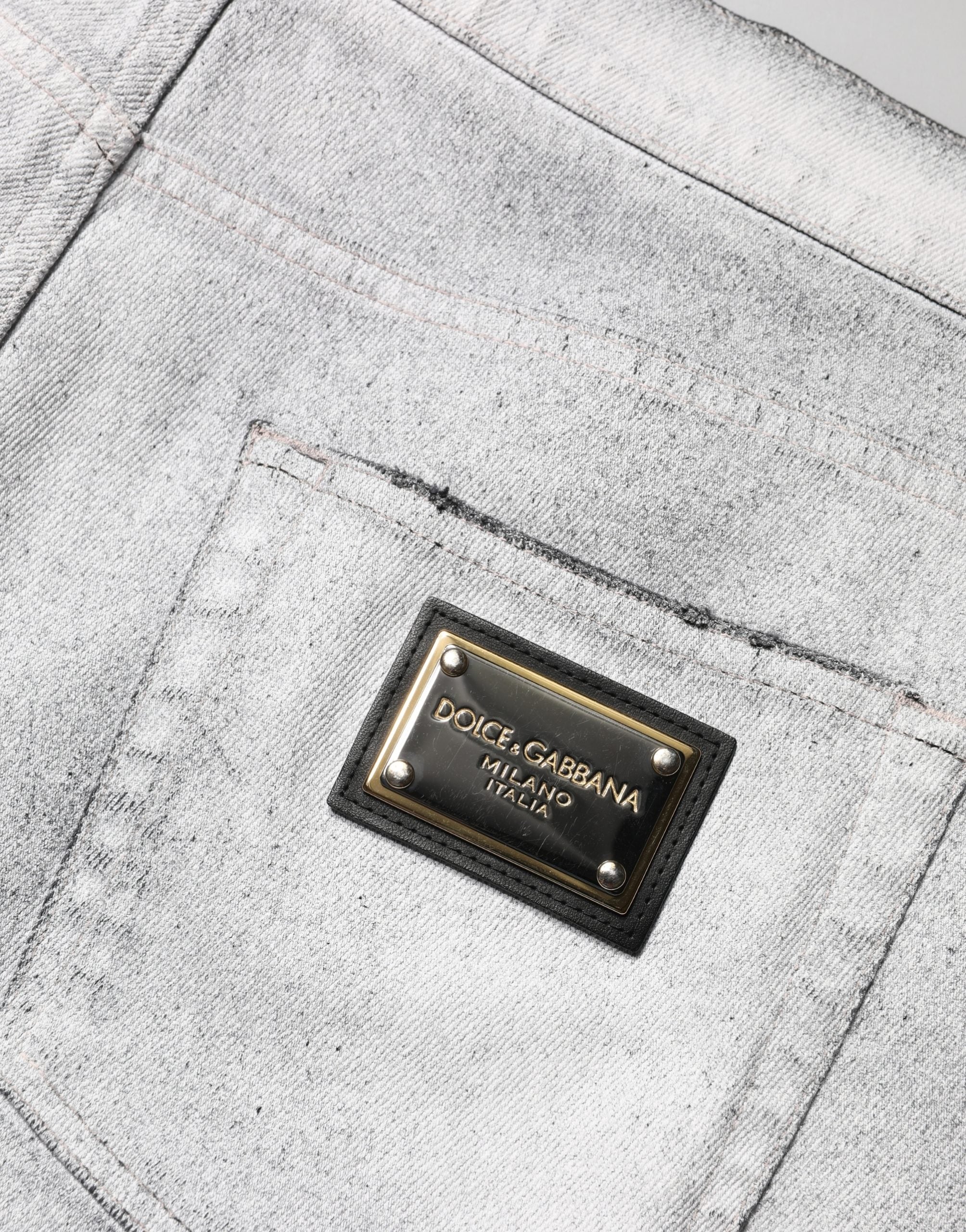 Dolce & Gabbana Light Gray Distressed Skinny Men Denim Men's Jeans