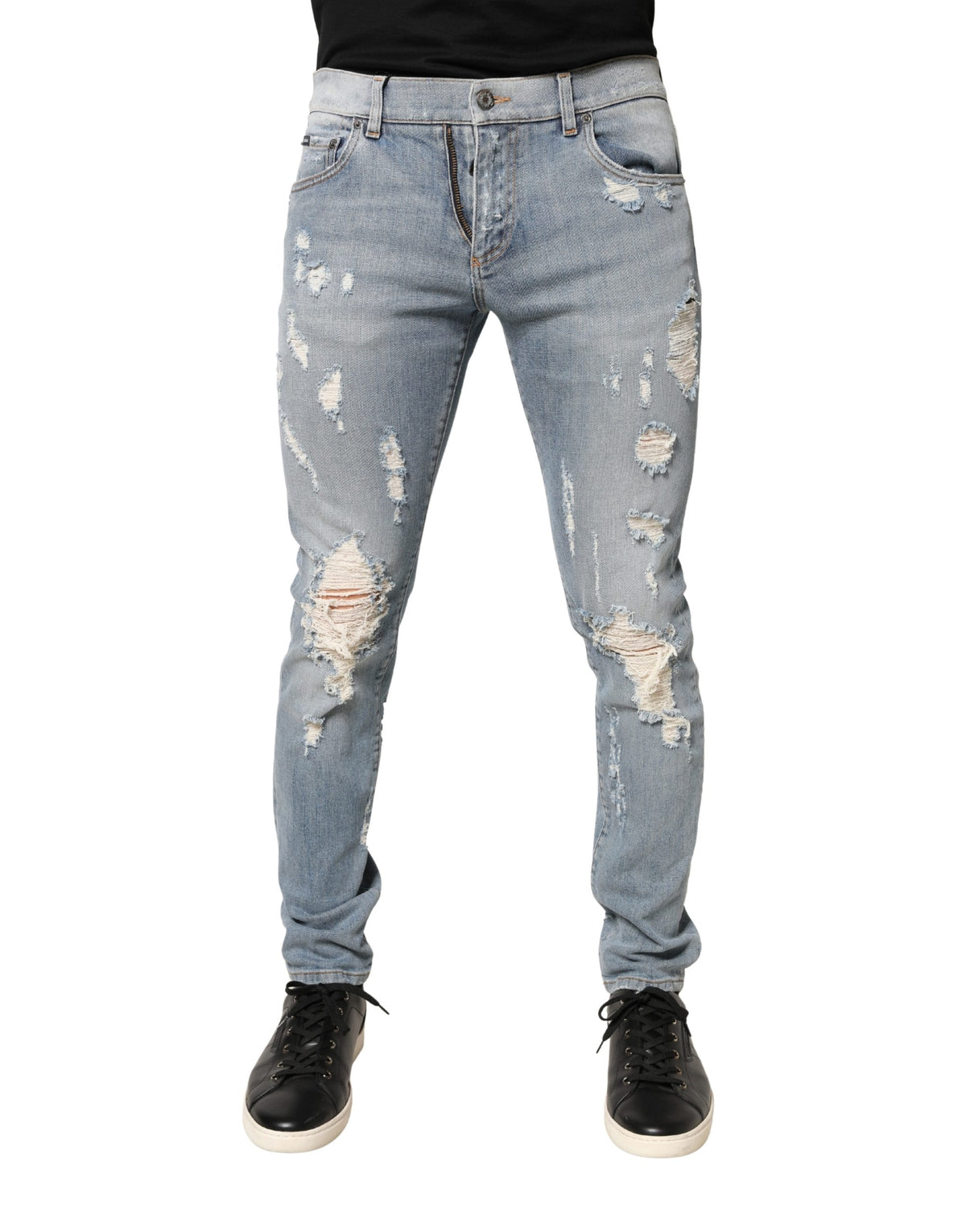 Dolce & Gabbana Light Blue Distressed Skinny Men Denim Men's Jeans