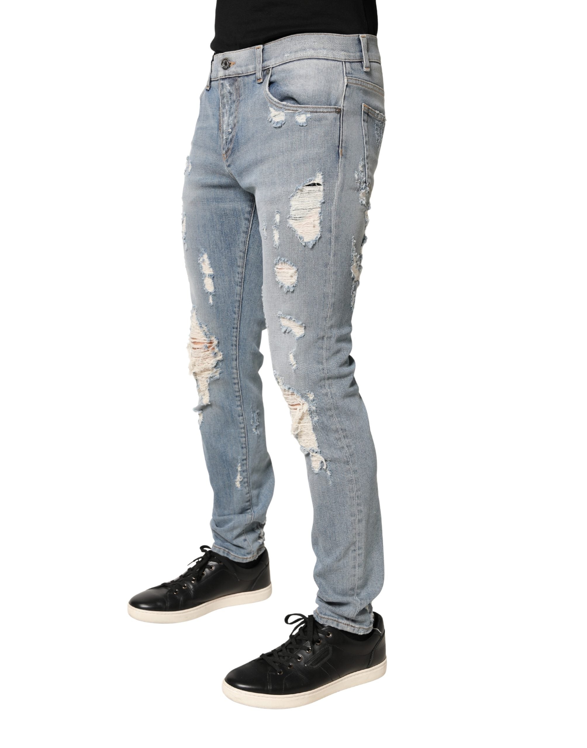 Dolce & Gabbana Light Blue Distressed Skinny Men Denim Men's Jeans