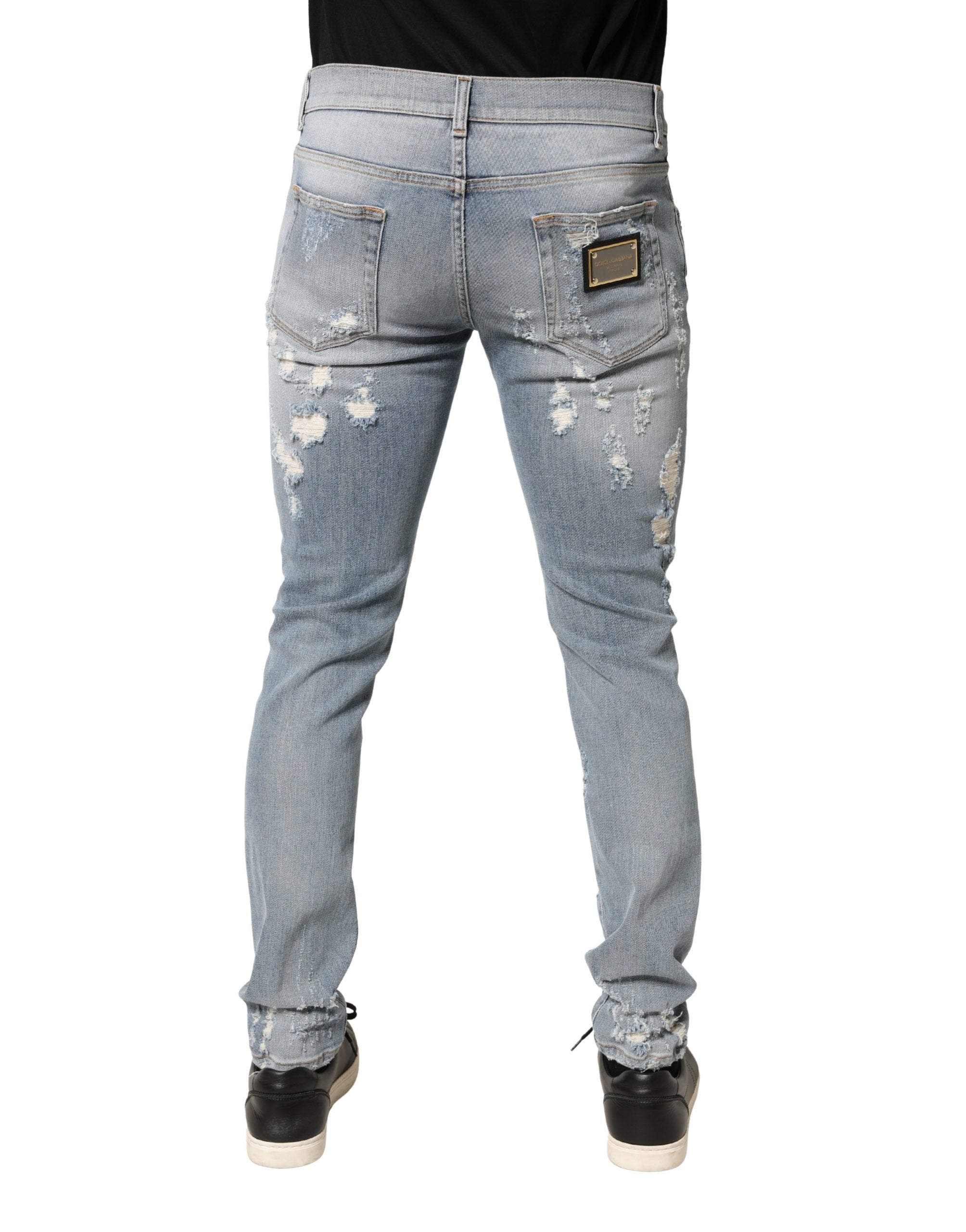 Dolce & Gabbana Light Blue Distressed Skinny Men Denim Men's Jeans