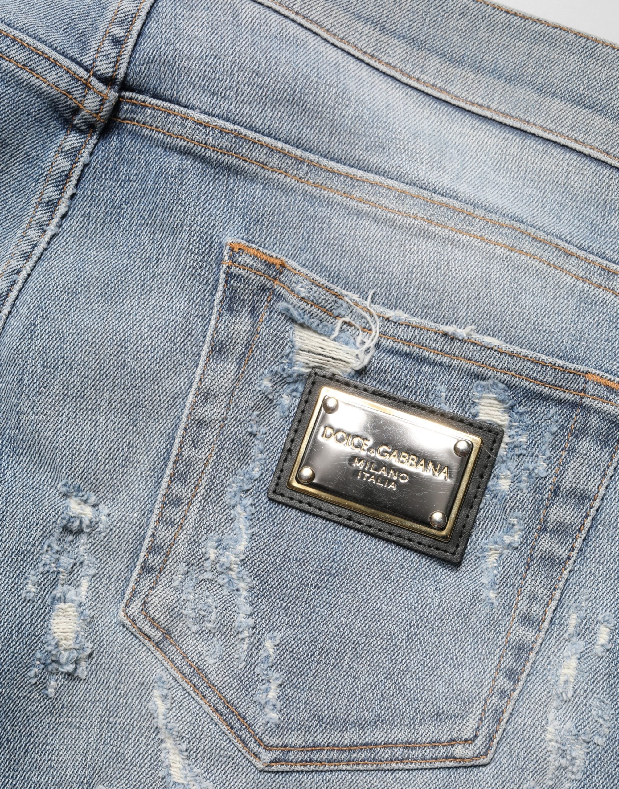 Dolce & Gabbana Light Blue Distressed Skinny Men Denim Men's Jeans