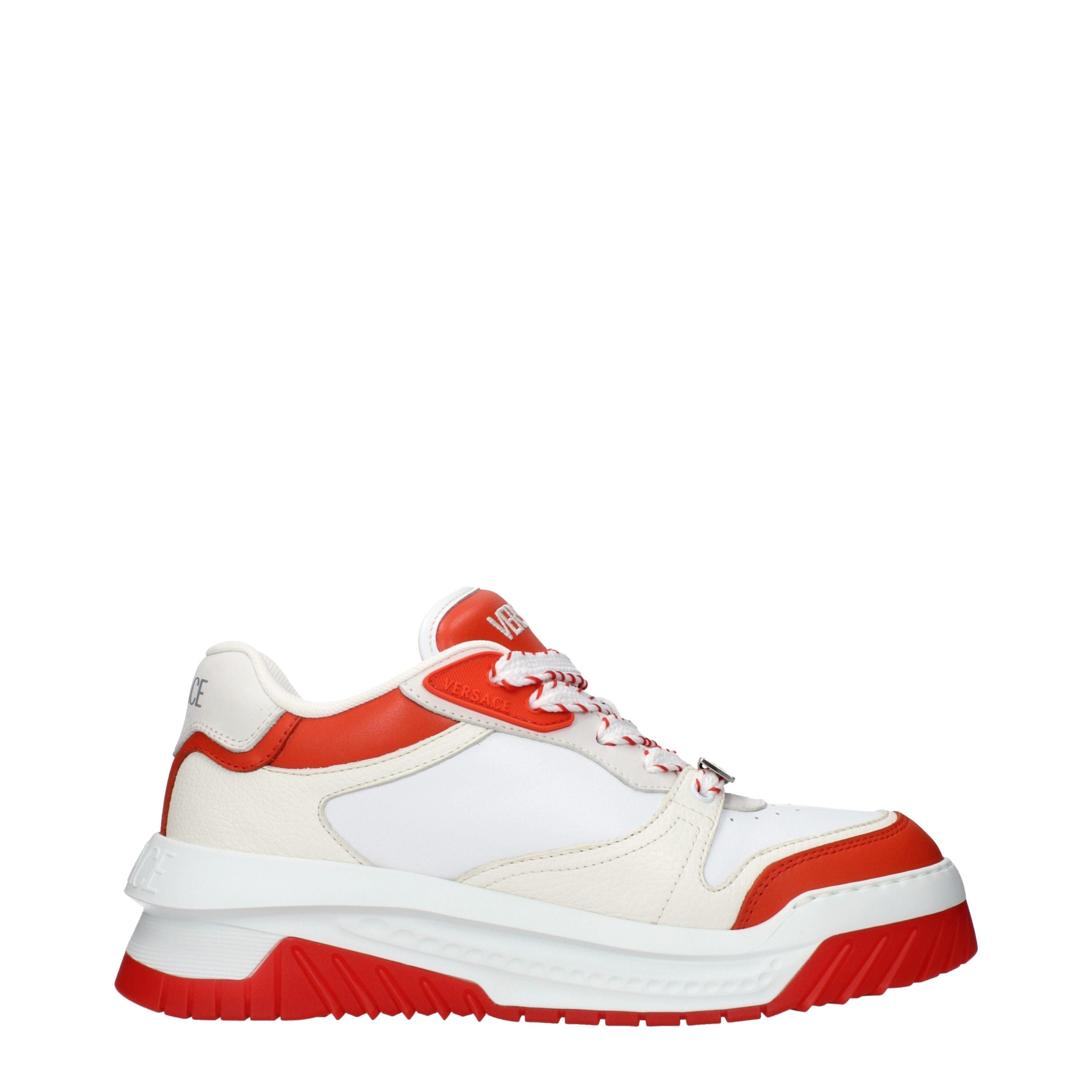 Versace White Leather Athletic Men's Sneakers