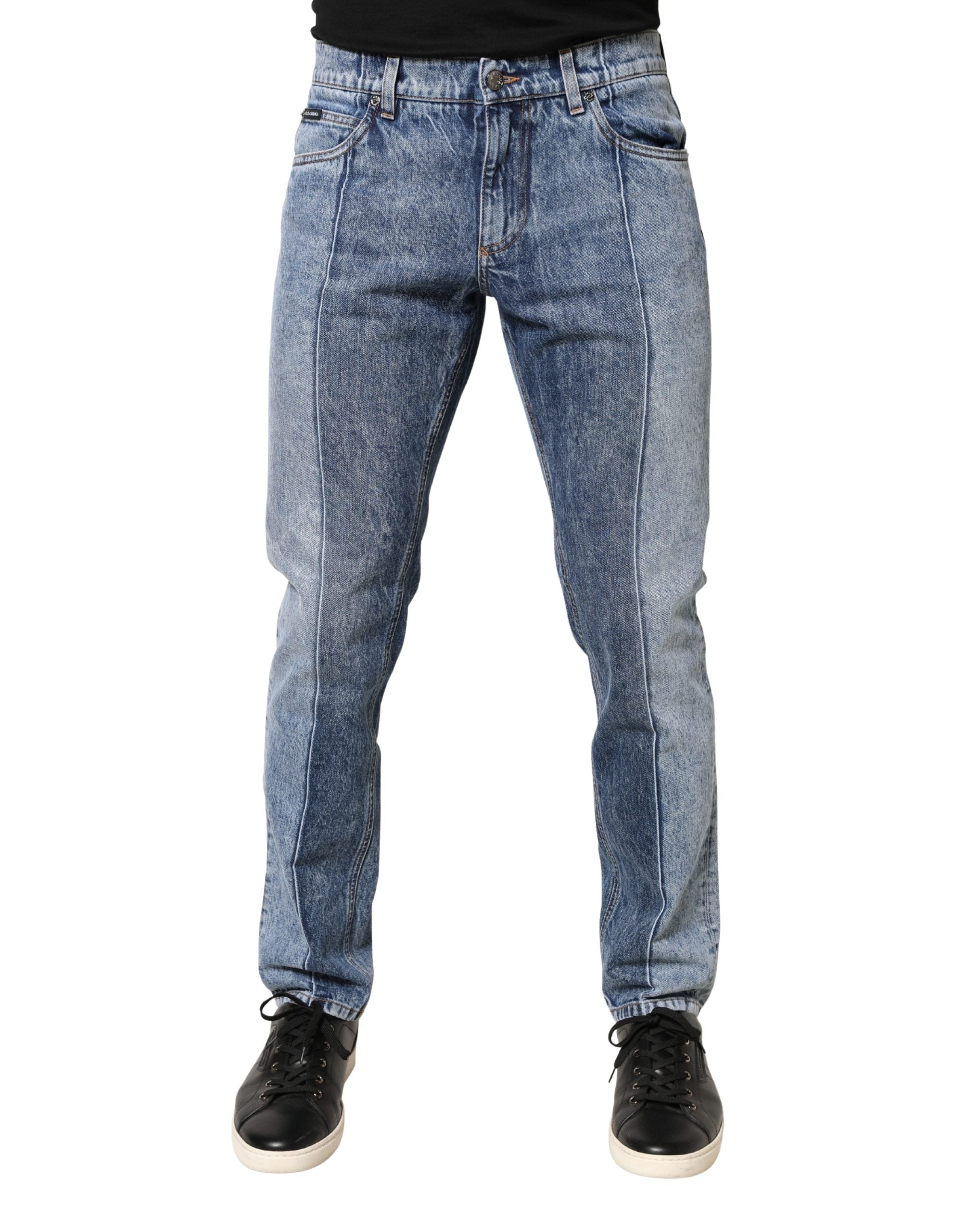 Dolce & Gabbana Two Tone Blue Cotton Regular Men Denim Men's Jeans