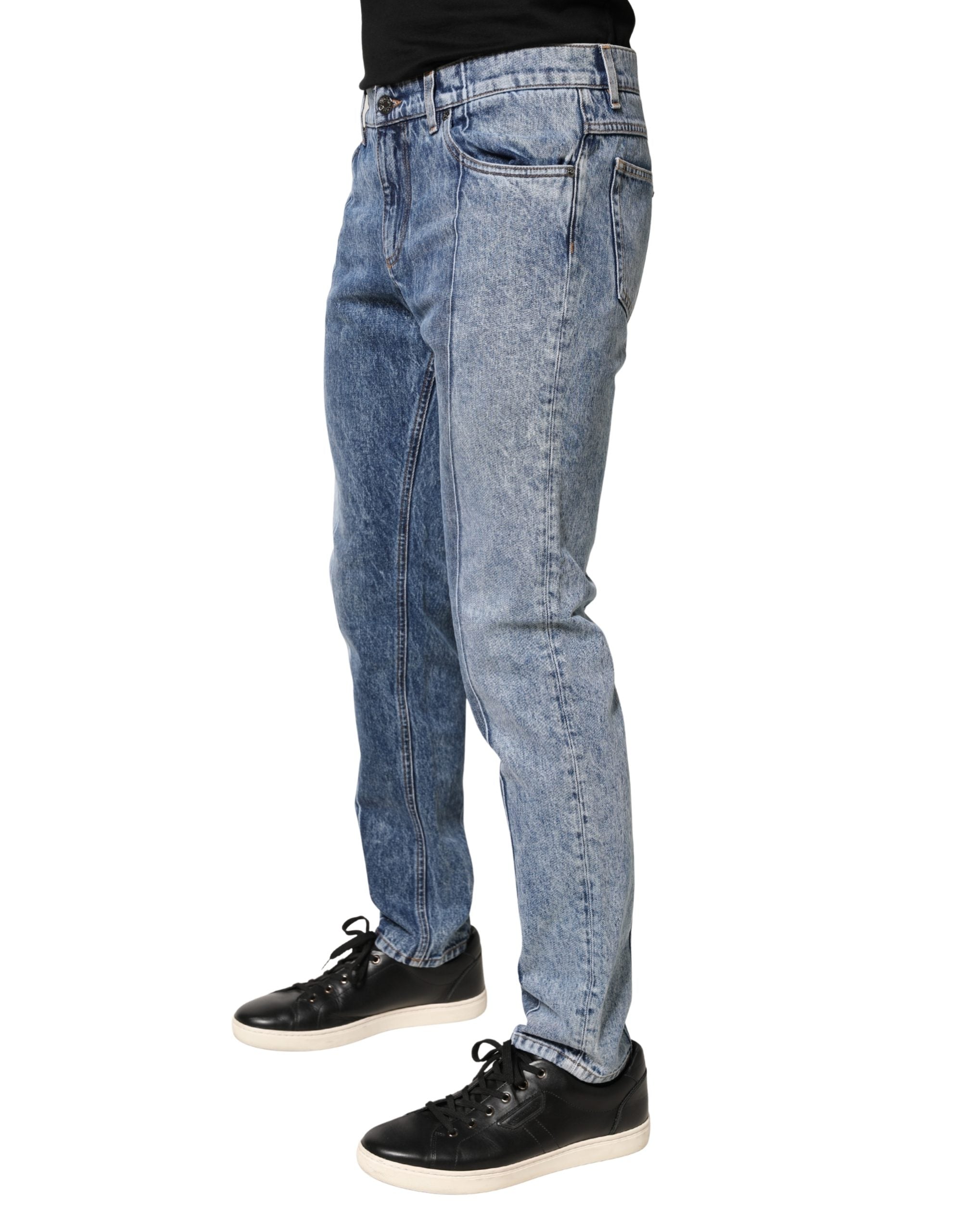 Dolce & Gabbana Two Tone Blue Cotton Regular Men Denim Men's Jeans